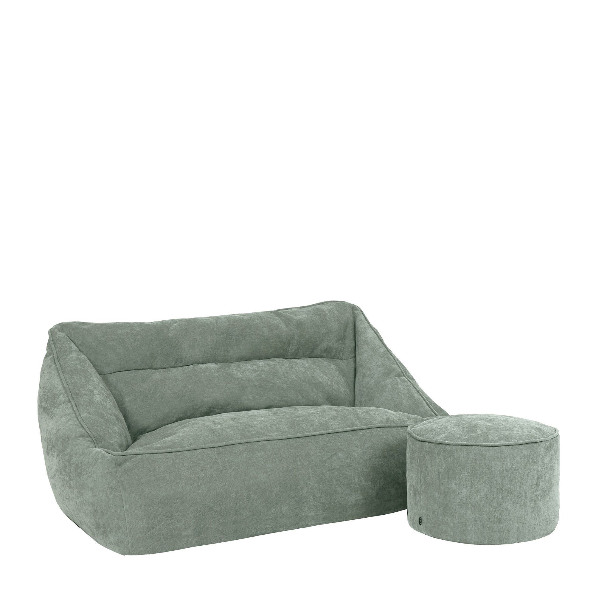 Sitzsack Sitzsack Sofa aus Chenille „Cecilia" mit Sitzpouf „Milano"