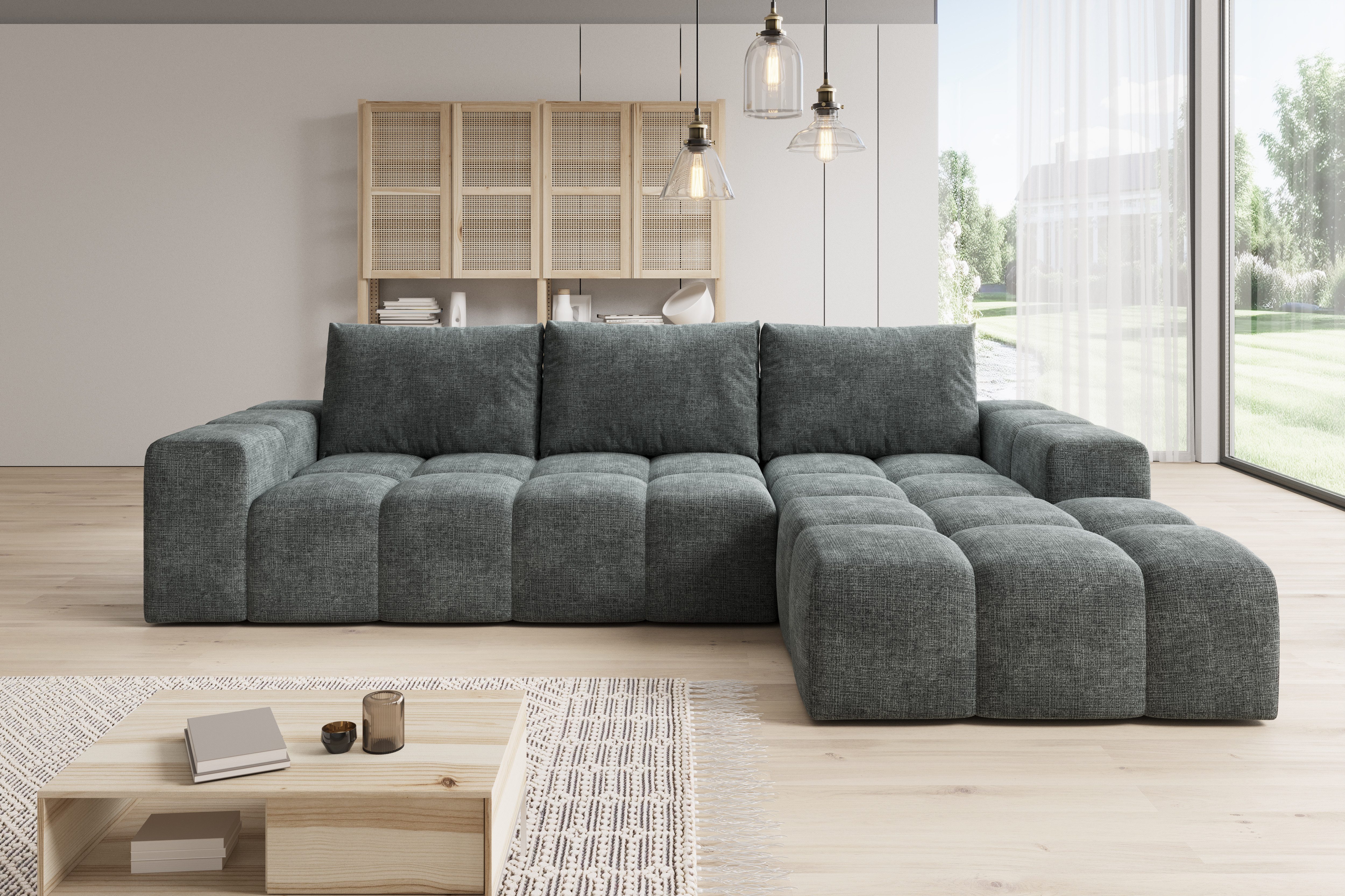 PROMETO Möbel Ecksofa Cento Couch L-Form,Sofa Links/Rechts Teddy-Bouclé-Sto günstig online kaufen