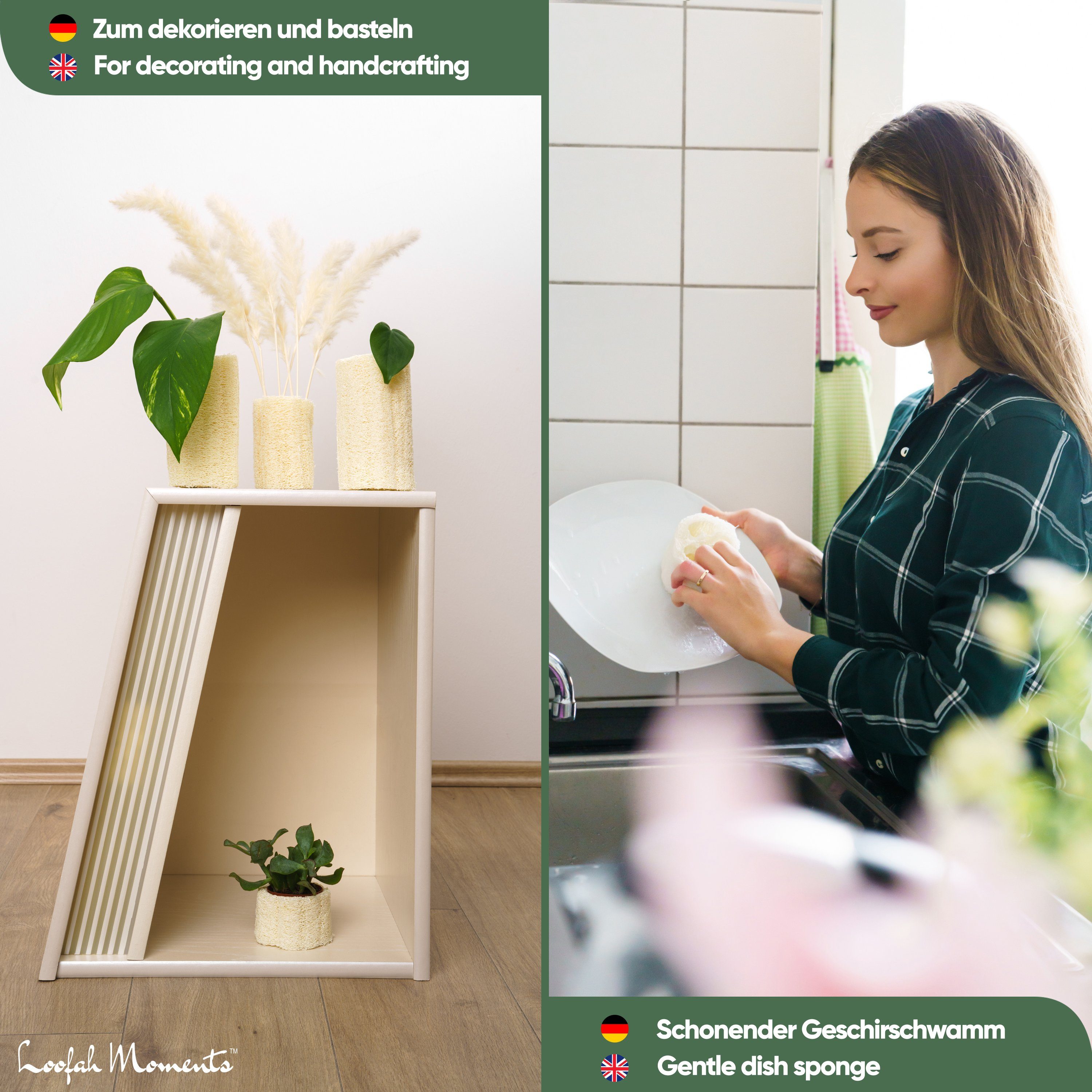 Loofah Moments Bastelnaturmaterial Luffaschwamm, Luffa Gurke, Länge ca. 44cm, vegan