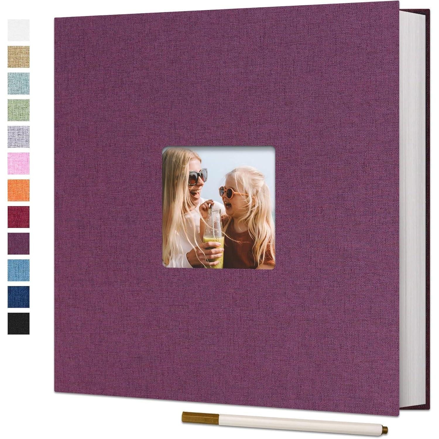 LuxusKollektion Sammelalbum Fotoalbum selbstklebend 10x15 Leinen Hochzeit 28x27cm 40 Seiten Lila