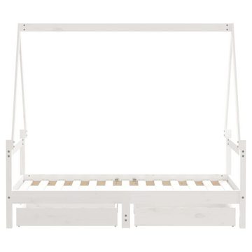 vidaXL Kinderbett Kinderbett mit Schubladen Weiß 80x160 cm Massivholz Kiefer