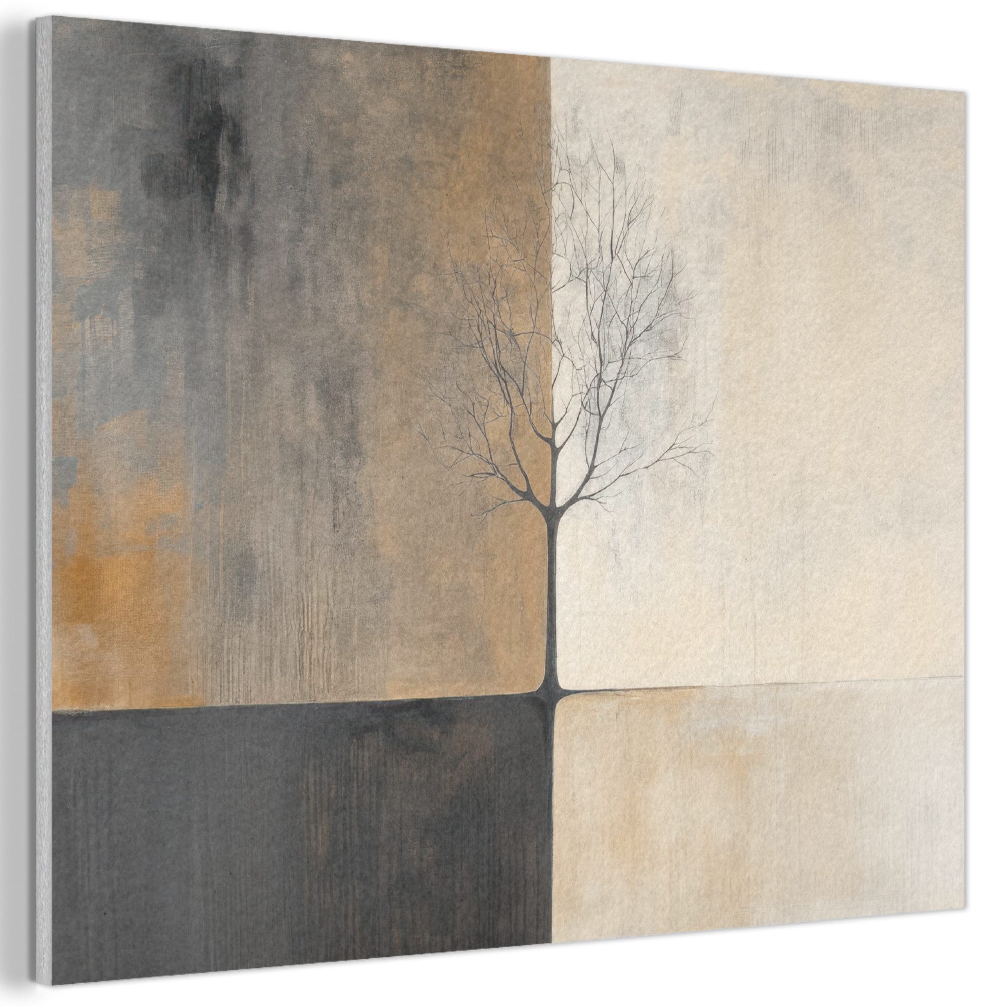 MuchoWow Gemälde Baum - Ebenen - Äste - Farbverlauf, Fotodruck (1 St), Akustikpaneele PET-Filz, Akustikbild, Schalldämmung, Deko 40x30 cm