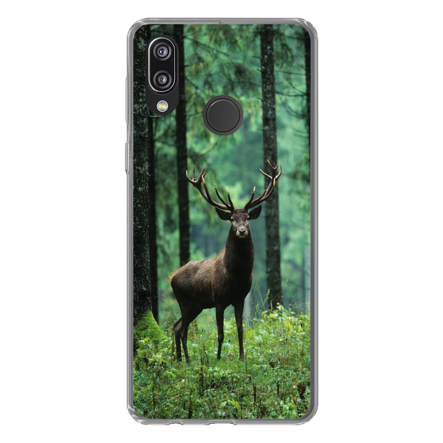 MuchoWow Handyhülle für Huawei P20 Lite (2020) Hirsche - Wald - Bäume - Tiere - Natur, Handy Case, Silikon, Bumper Case Dünn