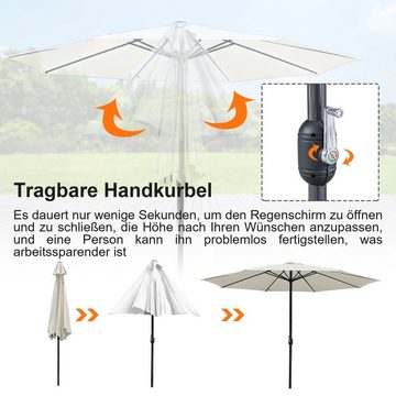 Sonnenschirm 3m/3.5m Sonnenschirm Wasserabweisend mit Handkurbel Garten UV40+ Balkon Outdoor