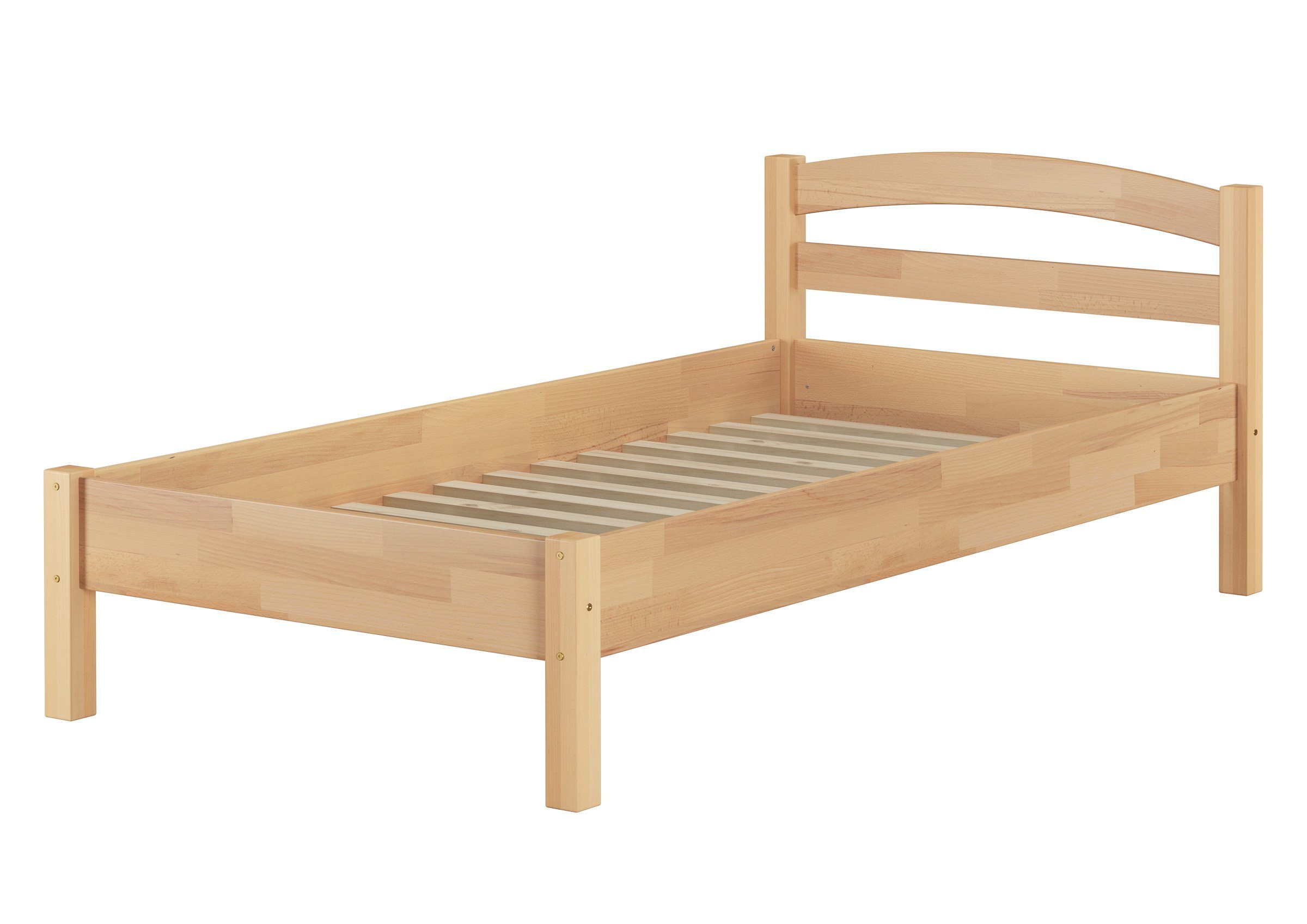 Bett Einzelbett mit Rost, Buche lackiert ERST-HOLZ Massivholz Buchefarblos 100x200