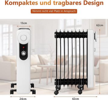 KOMFOTTEU Ölradiator 2000W, mit 3 Heizstufen & 9 Rippen