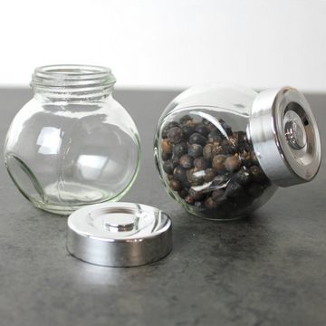 gouveo Gewürzbehälter Gewürzgläser mit Schraubdeckel silberfarben - Kleines BonBon-Glas, (24-tlg), 100 ml Schraubglas