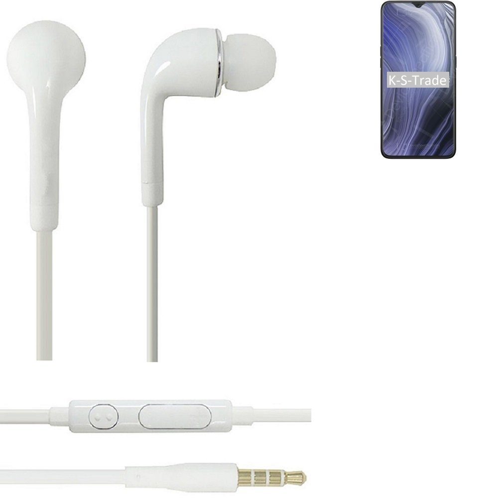 K-S-Trade für Oppo Reno Z mit 3,5mm) Mikrofon In-Ear-Kopfhörer weiß Lautstärkeregler SD710 Headset (Kopfhörer u