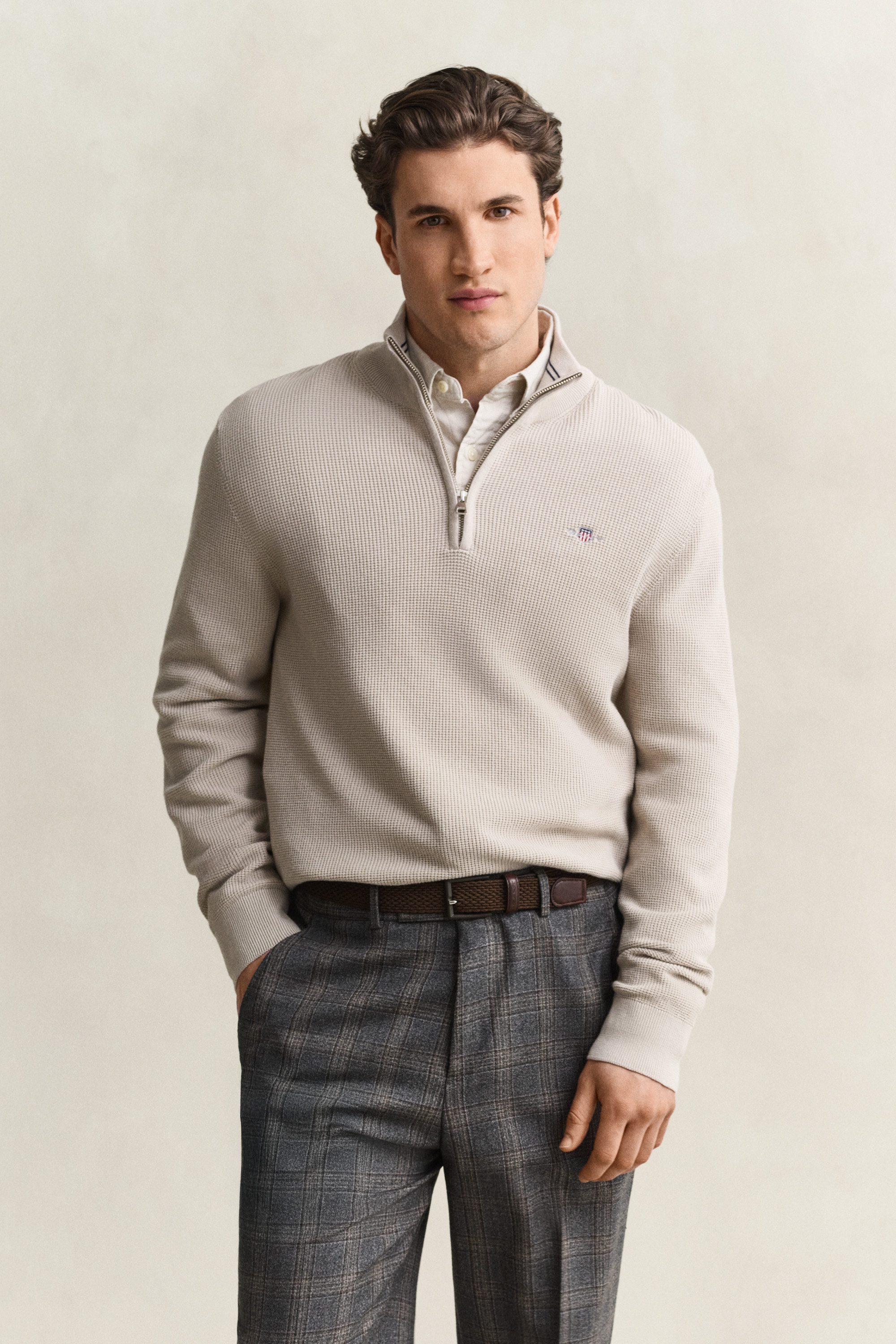 Troyer MICRO TEXTURED COTTON HALF ZIP