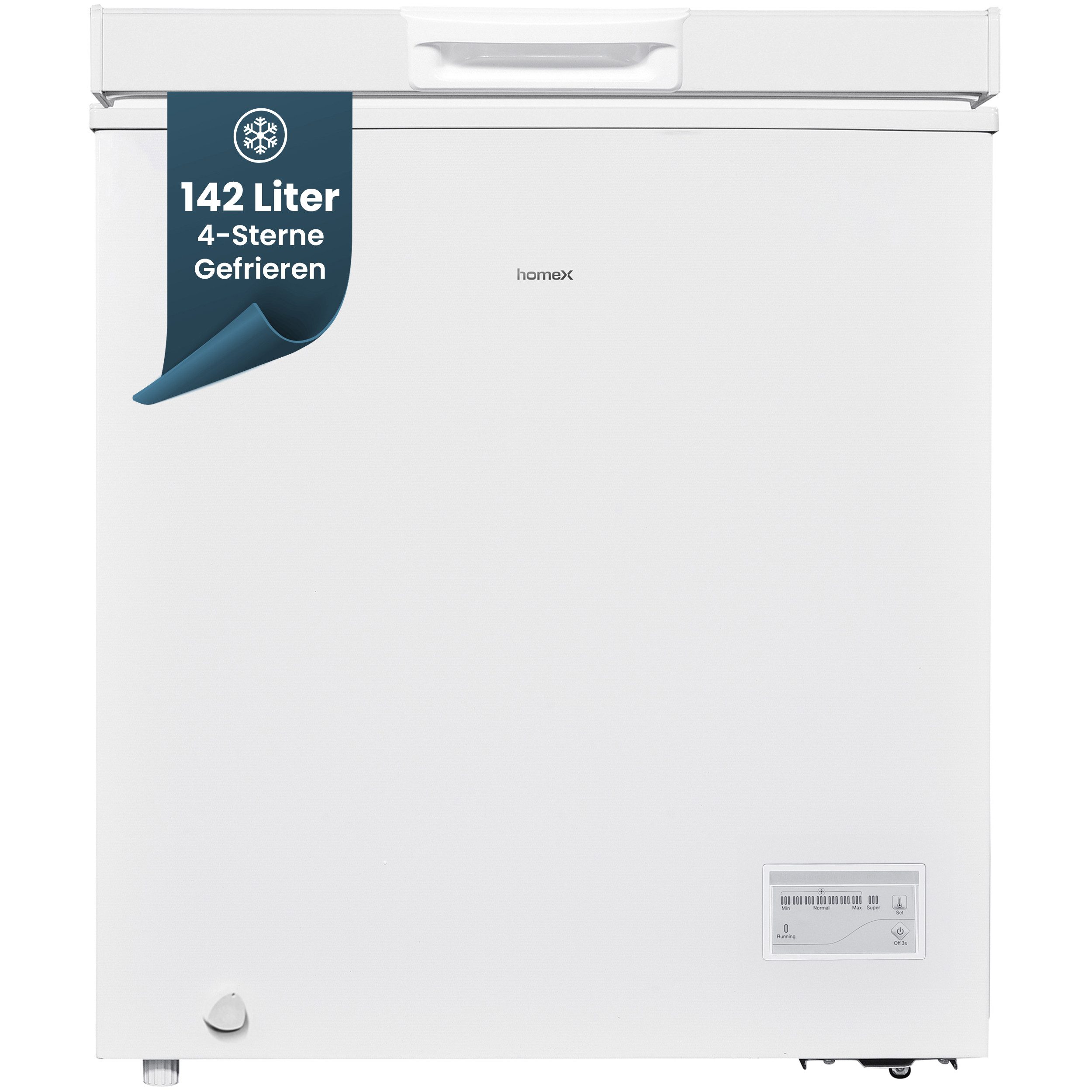 homeX Gefriertruhe FT1421-W, 70.5 cm breit, 142 l, Tiefkühltruhe klein, 142 Liter, Kühltruhe inkl. Ablagekorb, leise