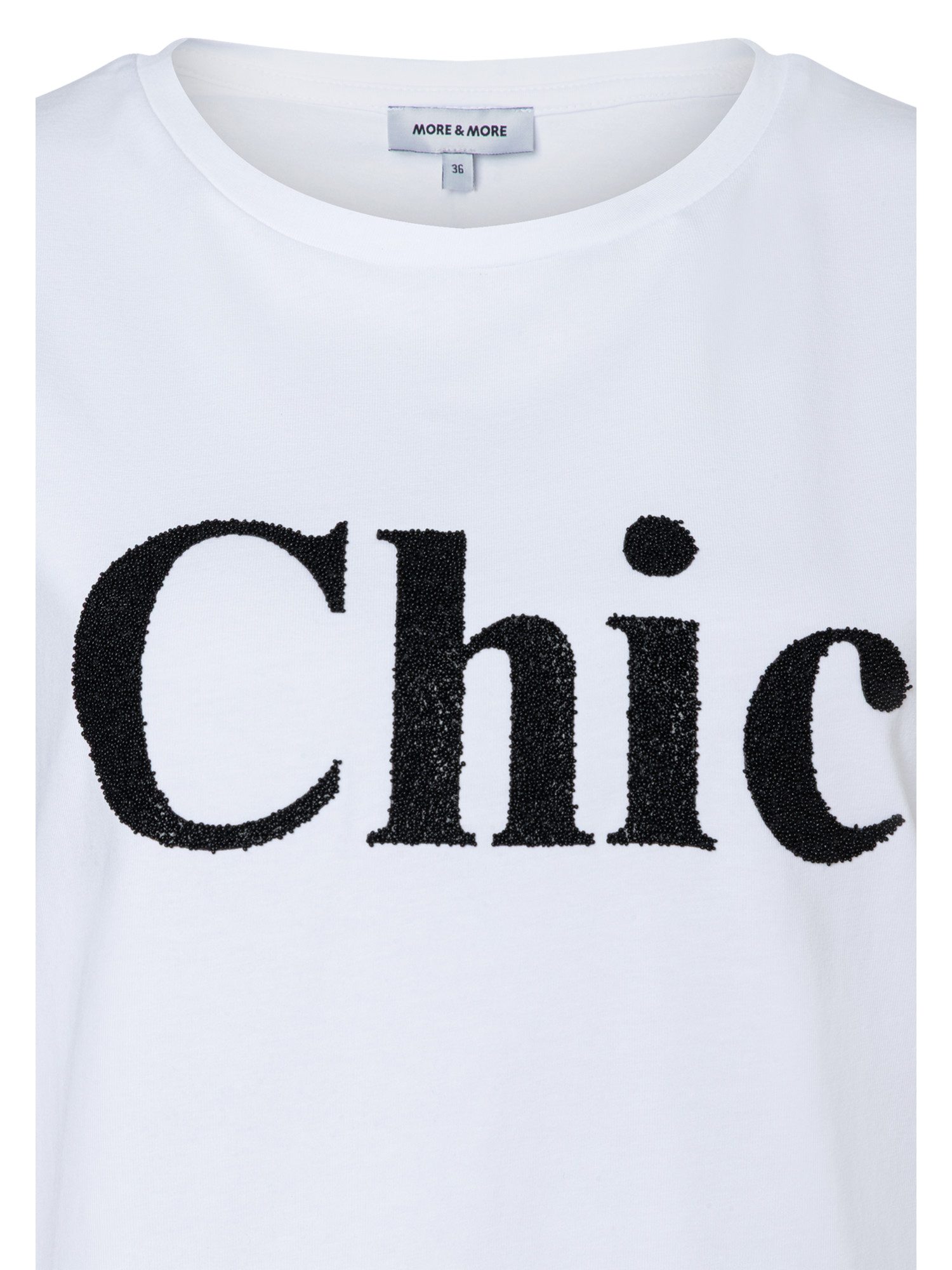 MORE&MORE T-Shirt T-Shirt mit Perlenschriftzug