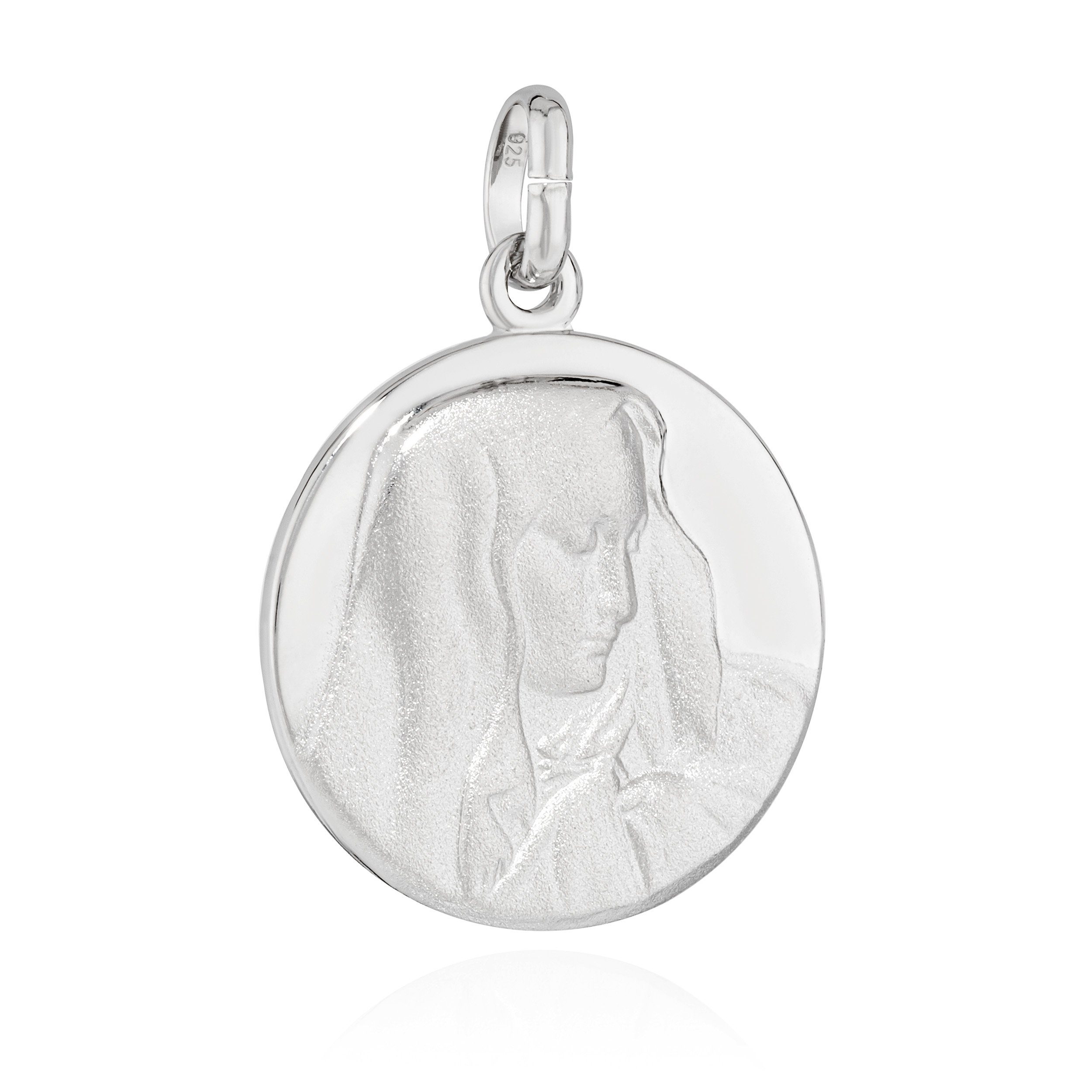 NKlaus Kettenanhänger Kettenahänger heilige jungfrau Maria 925 Silber teilmatt 16mm Talisman | Kettenanhänger