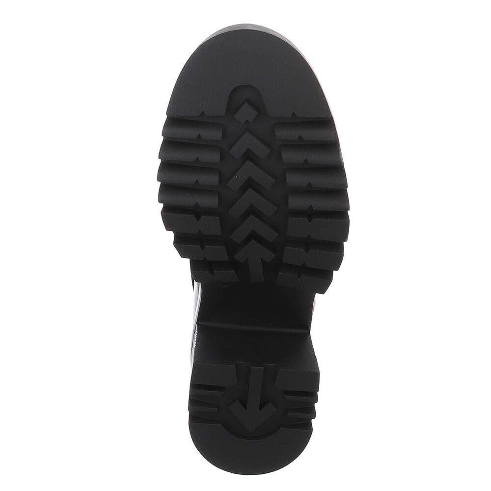 Ital-Design Trendige Chelsea Boots mit markanter Sohle für Damen Bikerboots (90152901) Blockabsatz Stiefel in Schwarz