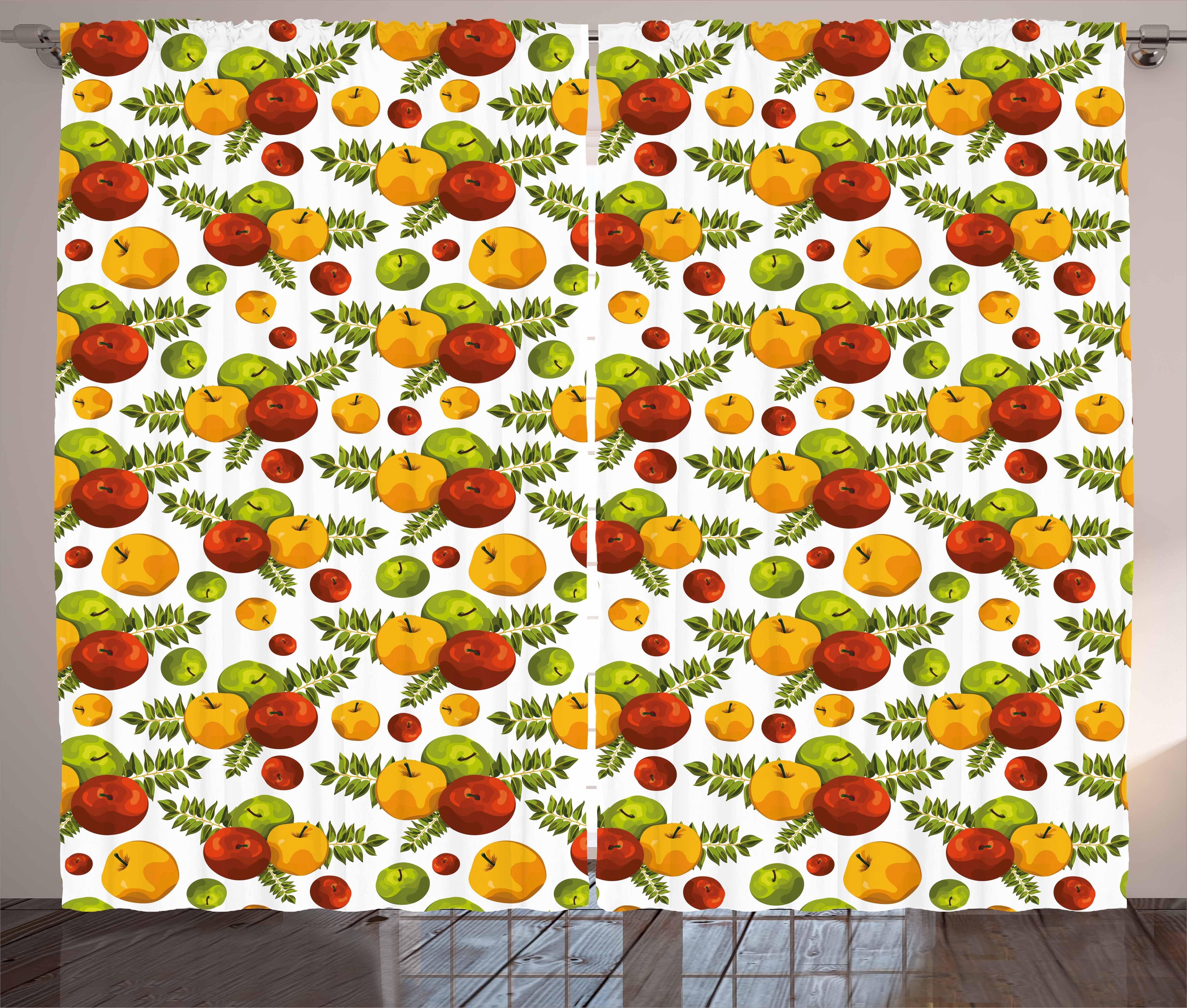 Kräuselband mit Haken, Schlafzimmer und Schlaufen Gardine Apfel Vorhang Herbst-Ernte-Saison Abakuhaus,