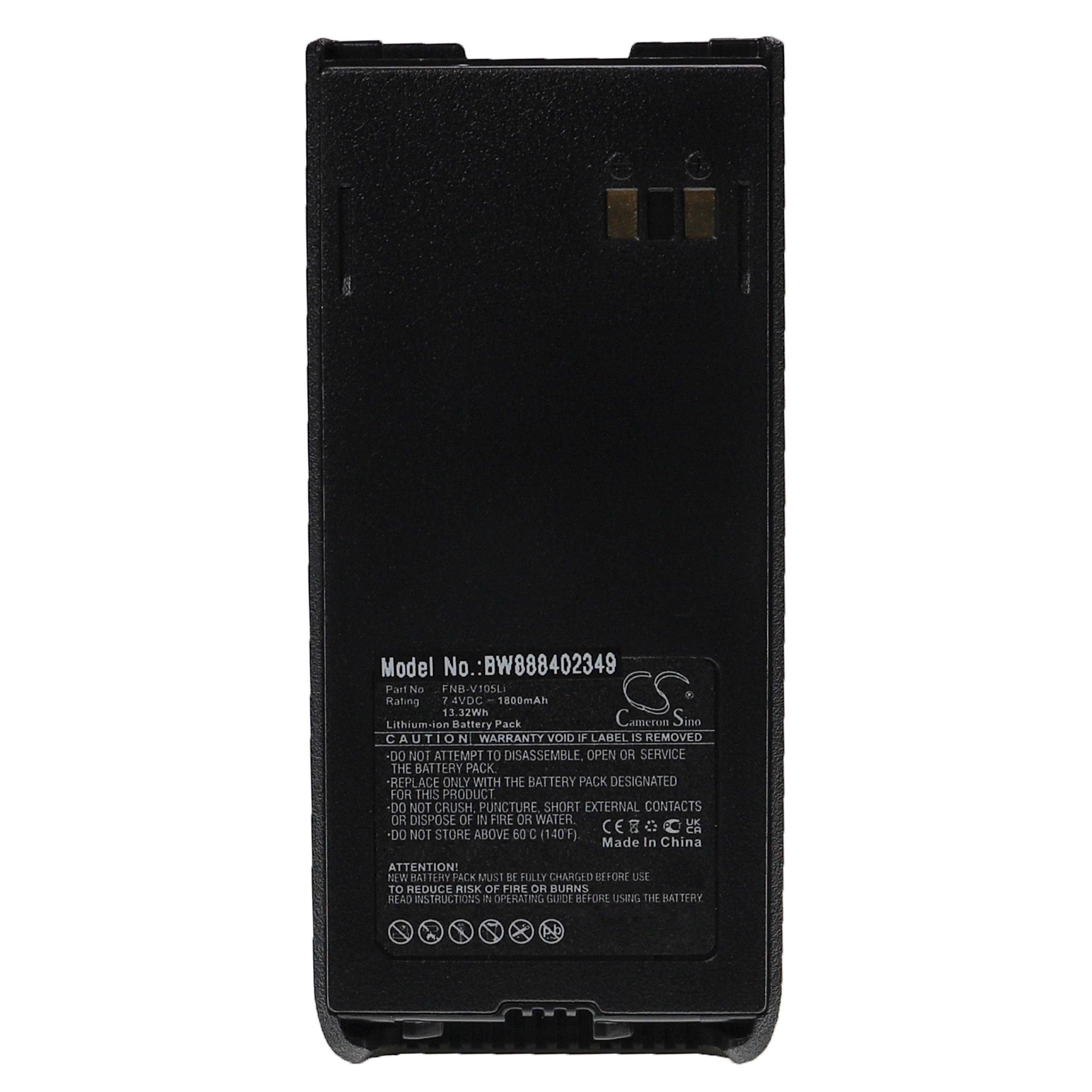 vhbw Ersatz für Standard Horizon FNB-V105Li für Akku Li-Ion 1800 mAh (7,4 V)