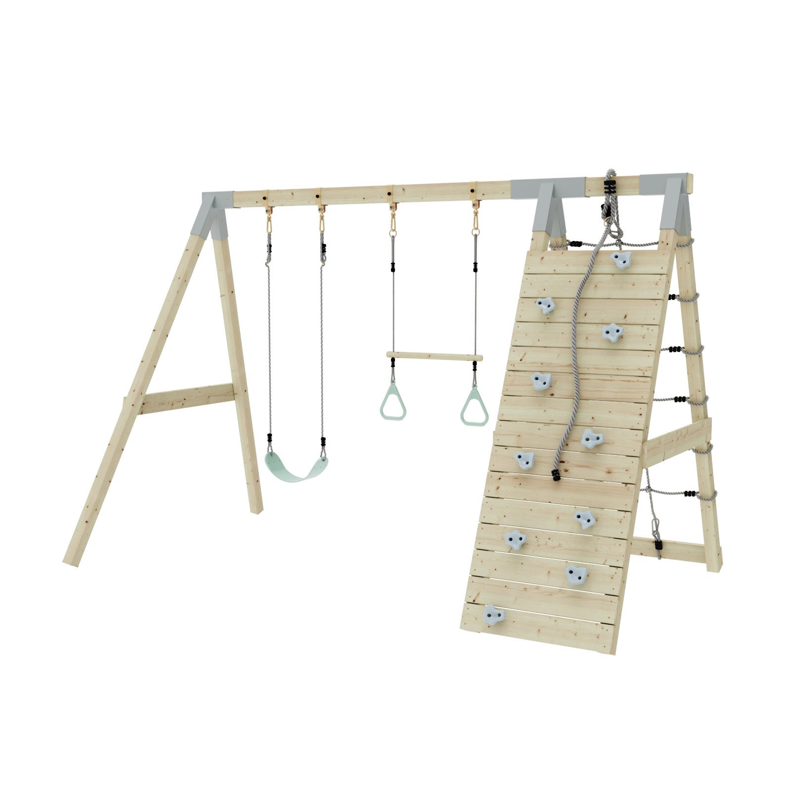 OutdoorToys Klettergerüst Waschbär aus Holz in Mintgrün, aus Holz in Mintgrün