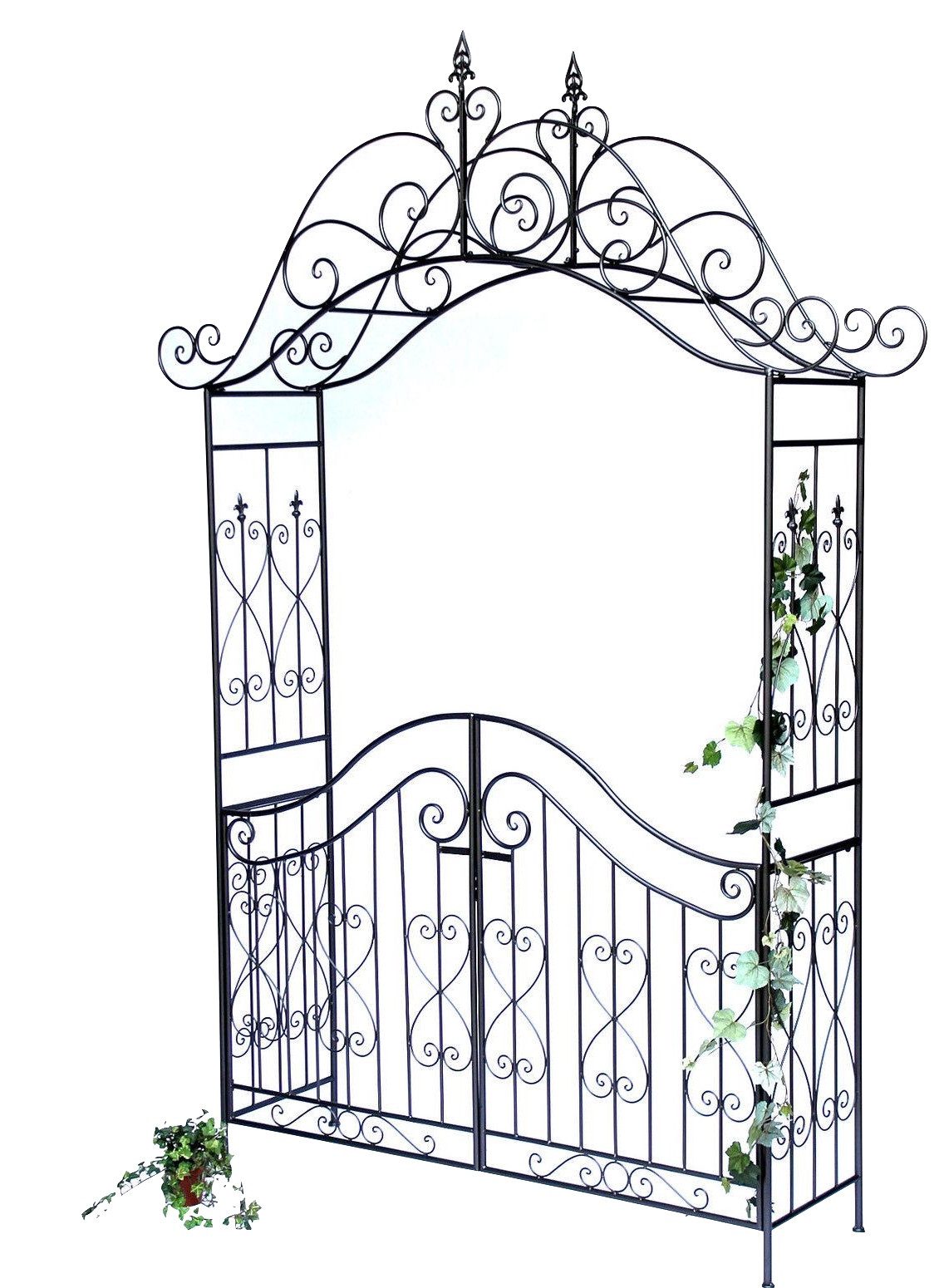 DanDiBo Rosenbogen Rosenbogen mit Tor Tür Pforte 131872 aus Metall Gartentor Metall, Kletterhilfe Pergola Spalier Rosenhilfe Rankgerüst 282x160 cm