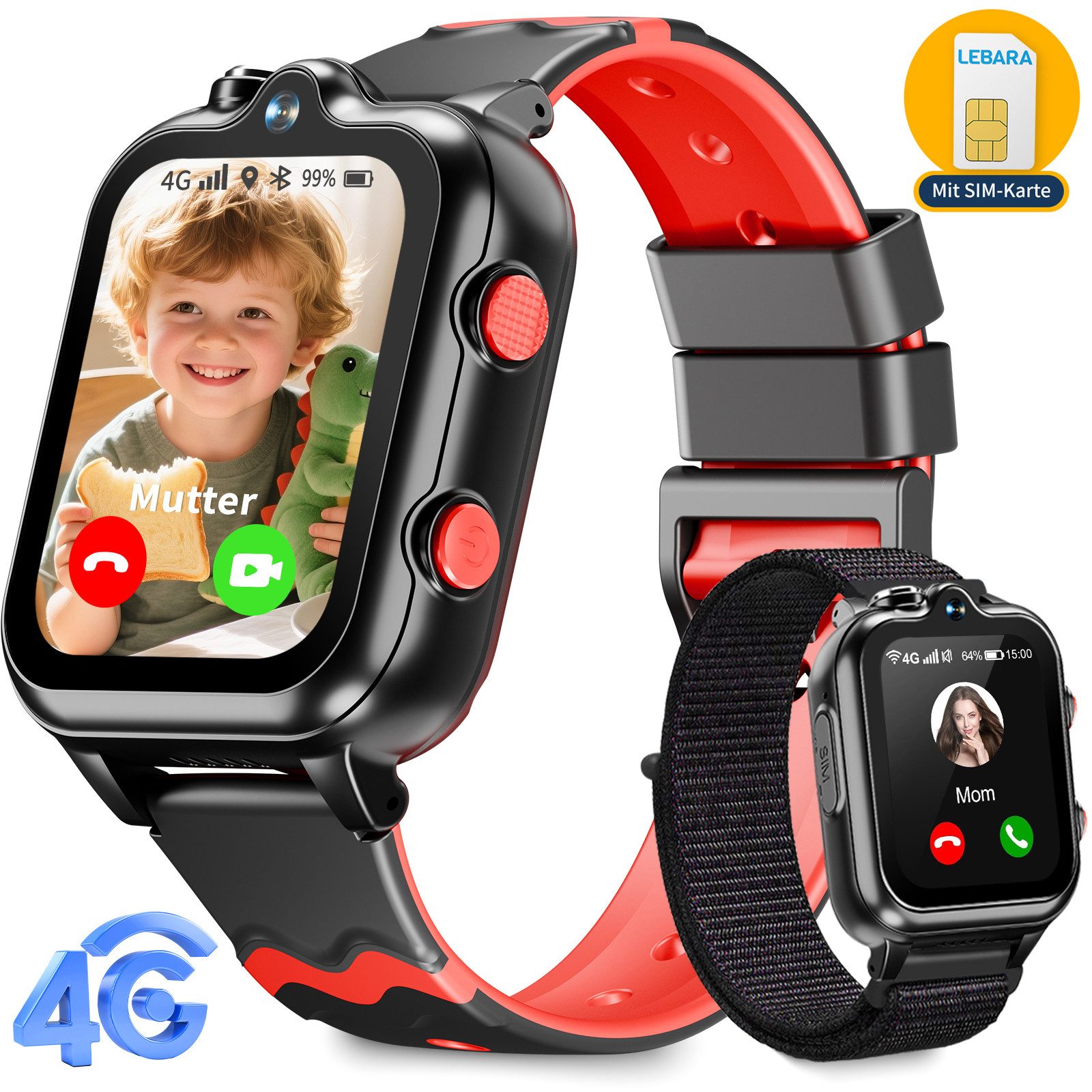 Ralio 2025 Neue 4G Smartwatch Kinder,mit HD-Videoanrufe und Telefonfunktion Smartwatch (GPS Tracker mit SOS-Schulmodell,Schulmodus,Videoanrufen Kinderuhr cm/1,69 Zoll) GPS Tracker Kinder, Kinder Uhr mit HD-Video, KinderUhr – Das perfekte Weihnachtsgeschenk für Ihren Nachwuchs