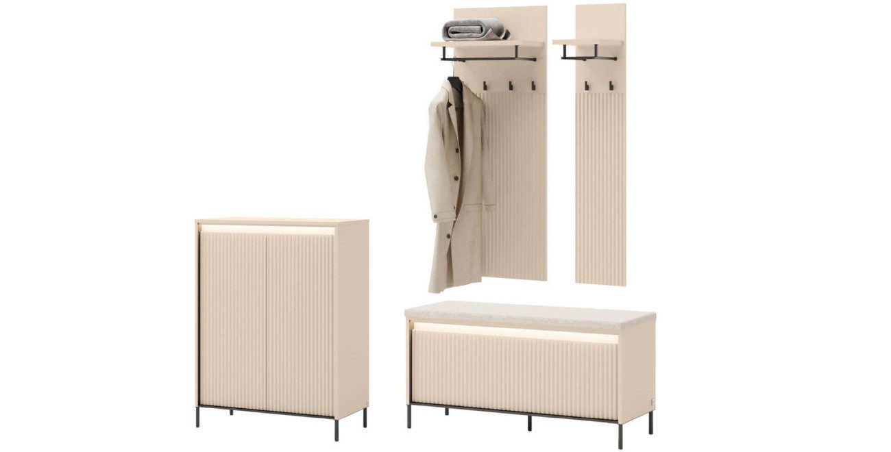 yourhouse24 Шафи-Set TREND Set 1 mit LED-Beleuchtung Sandbeige