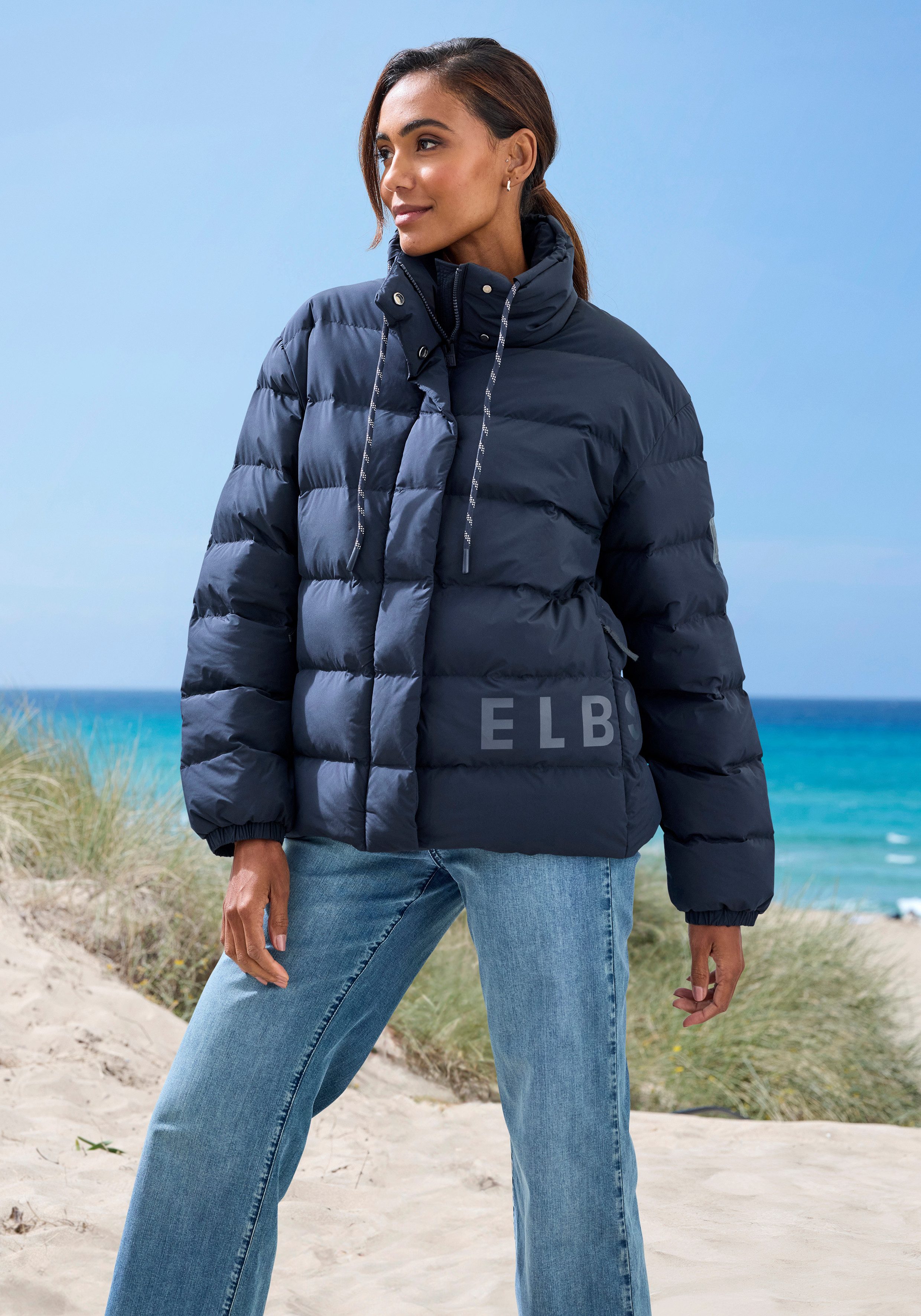 Elbsand Steppjacke mit großem seitlichen Logo-Print