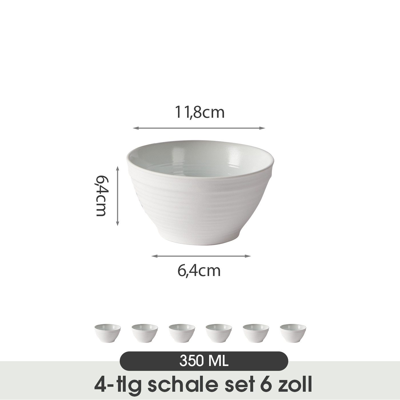 JIWOO Müslischale 6er Ø11,8cm, Frühstückschalen Eisschale Dessertschalen Schale, Keramik, (Schaleset, 6-tlg), Porzellan Hochwertiges Schalen Cyan Mikrowellenofen Spülmaschine