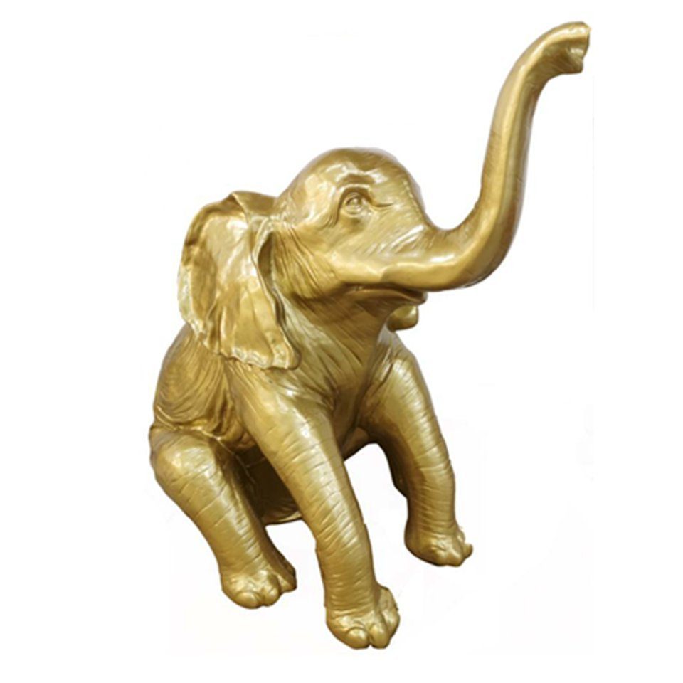 JVmoebel Skulptur Luxus Designer Figur Goldene Statue Elefant 140cm Figuren Statuen Skulptur Neu