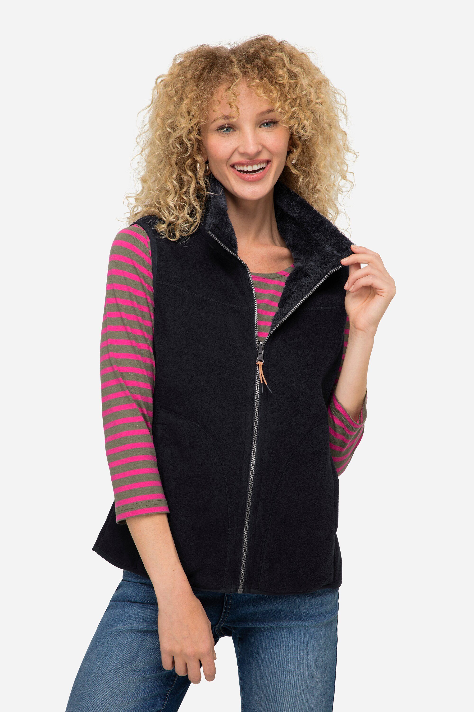 Steppweste Wende-Weste Fleece- und Teddy-Seite Stehkragen