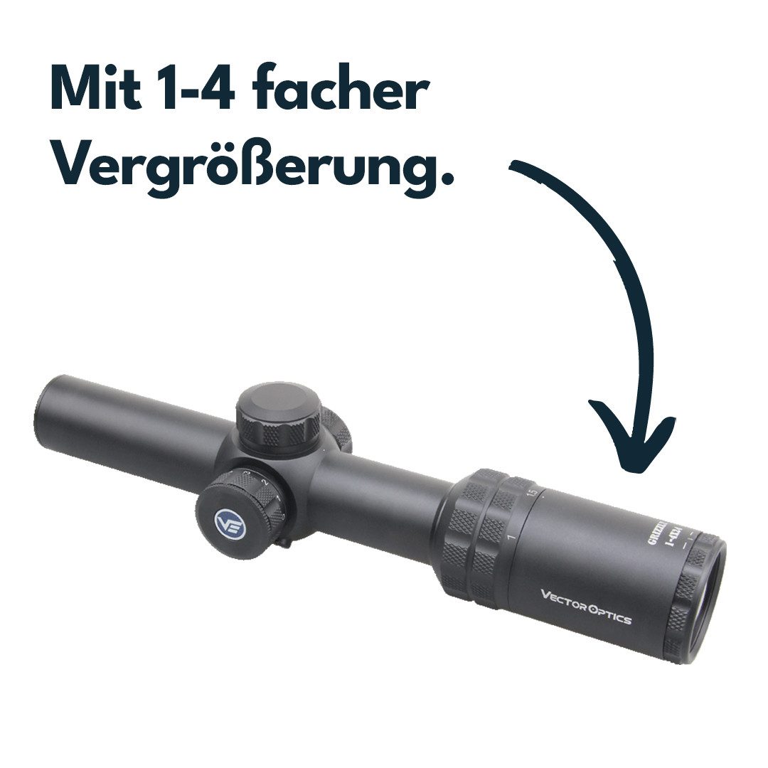 Vector Optics Vector Optics SCOC-41 Grizzly 1-4x24 Zielfernrohr (Ideal für Jagd, Sport und Airsoft)