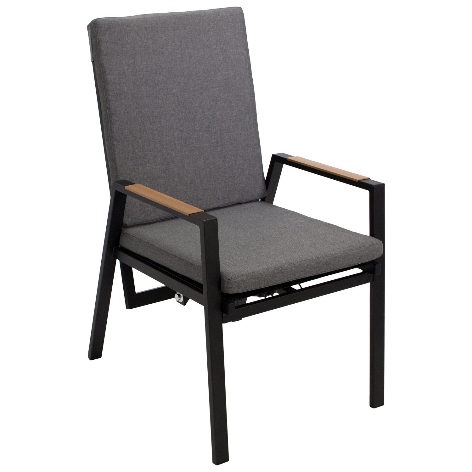 DEGAMO Gartensessel BILBAO, Alu anthrazit, Armlehnen Holzoptik, stufenlos verstellbar