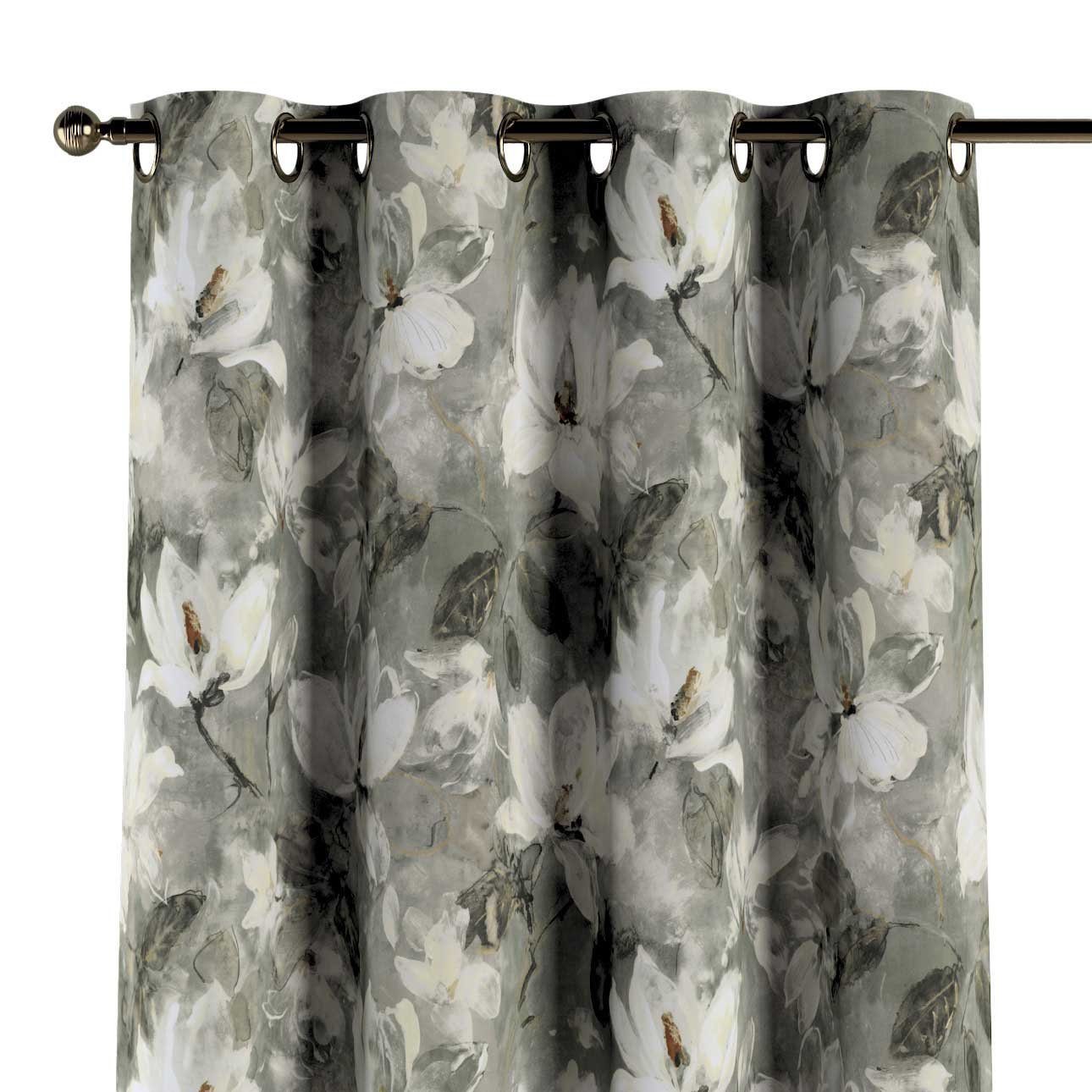 Vorhang Ösenschal 130x100 cm, Velvet, Dekoria grau-weiß