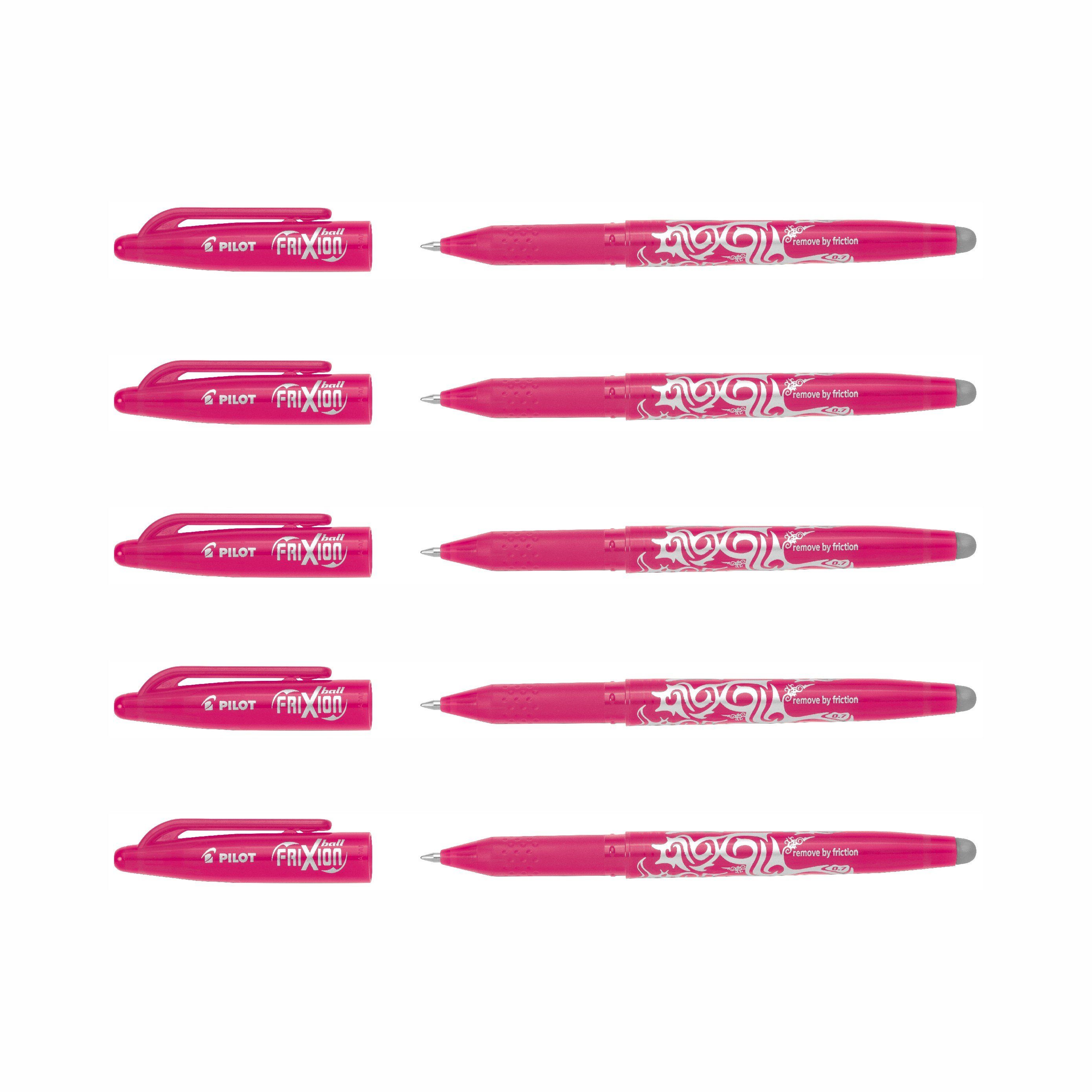 PILOT Tintenroller Frixion Ball 0.7 - 5er-Set, (5-tlg) pink | Tintenroller
