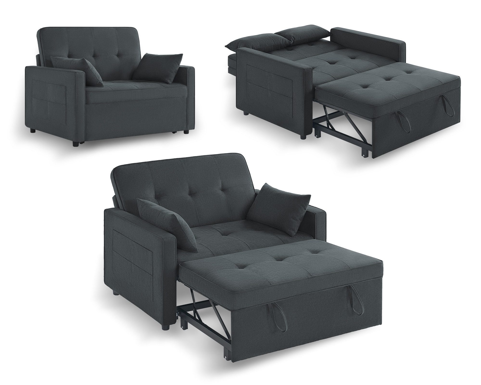 AMERLIFE Schlafsofa 3‑in‑1 multifunktional, 5‑stufig verstellbar, 1 Teile, mit Kissen und Seitentasche