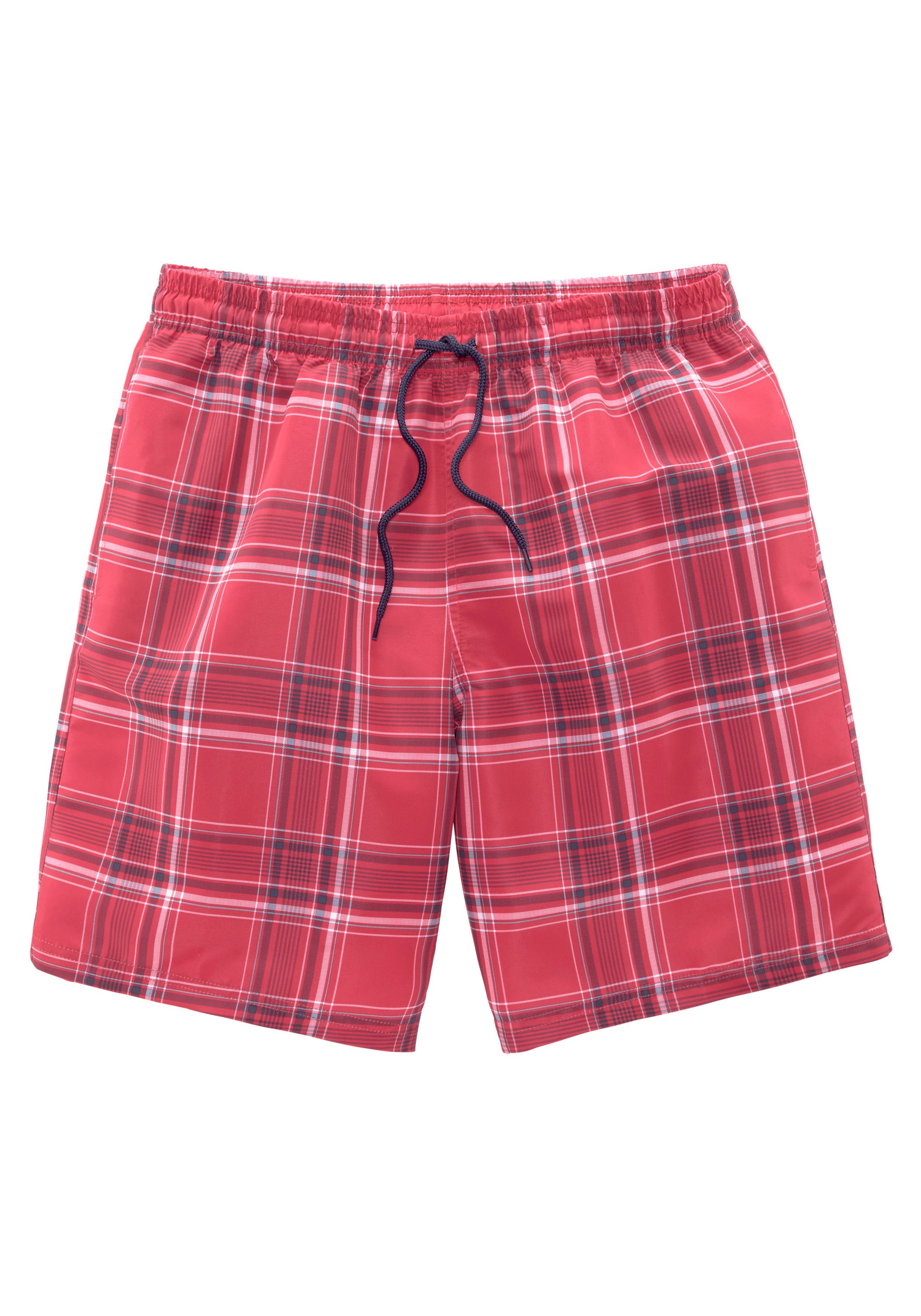 H.I.S Badeshorts Karo mit kontrastfarbiger Kordel