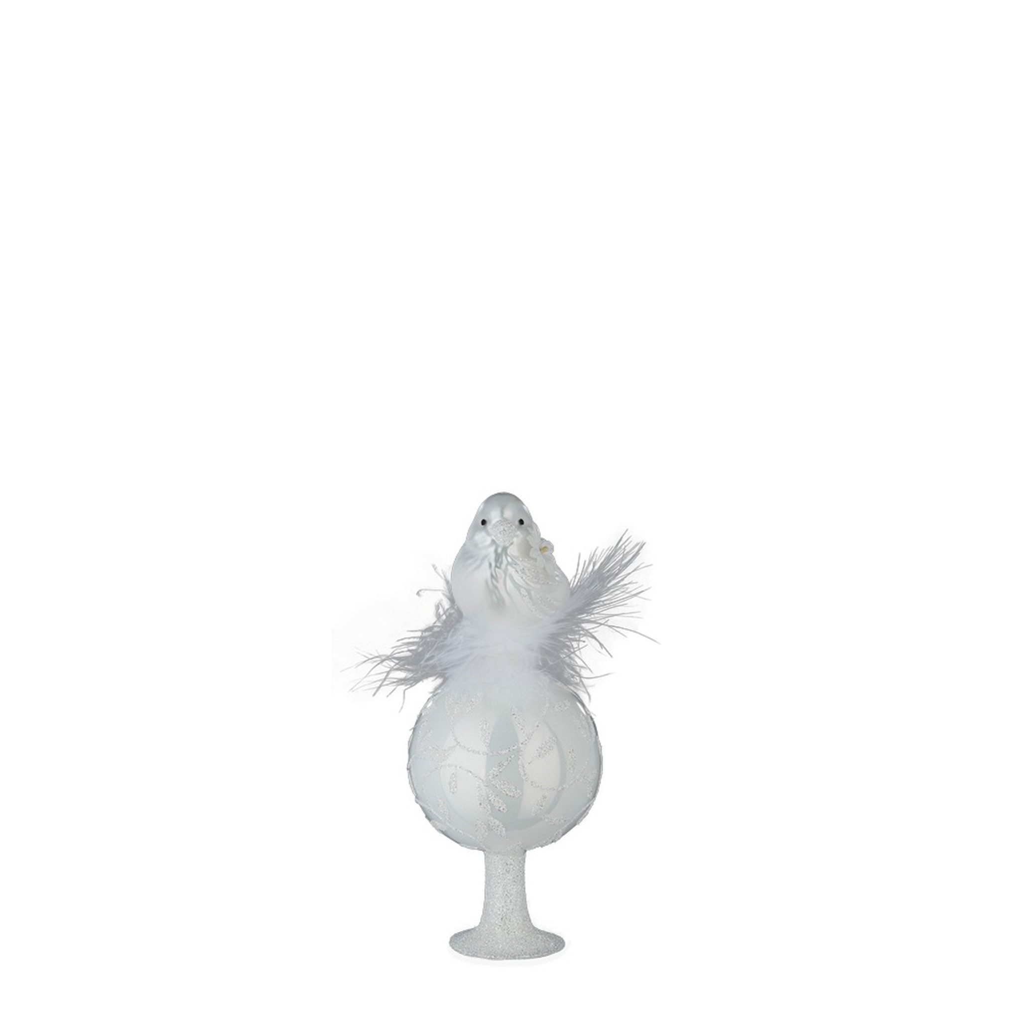 INGE-GLAS® Christbaumspitze, Christbaumspitze Glas 19cm Vogel auf Federn Weiß