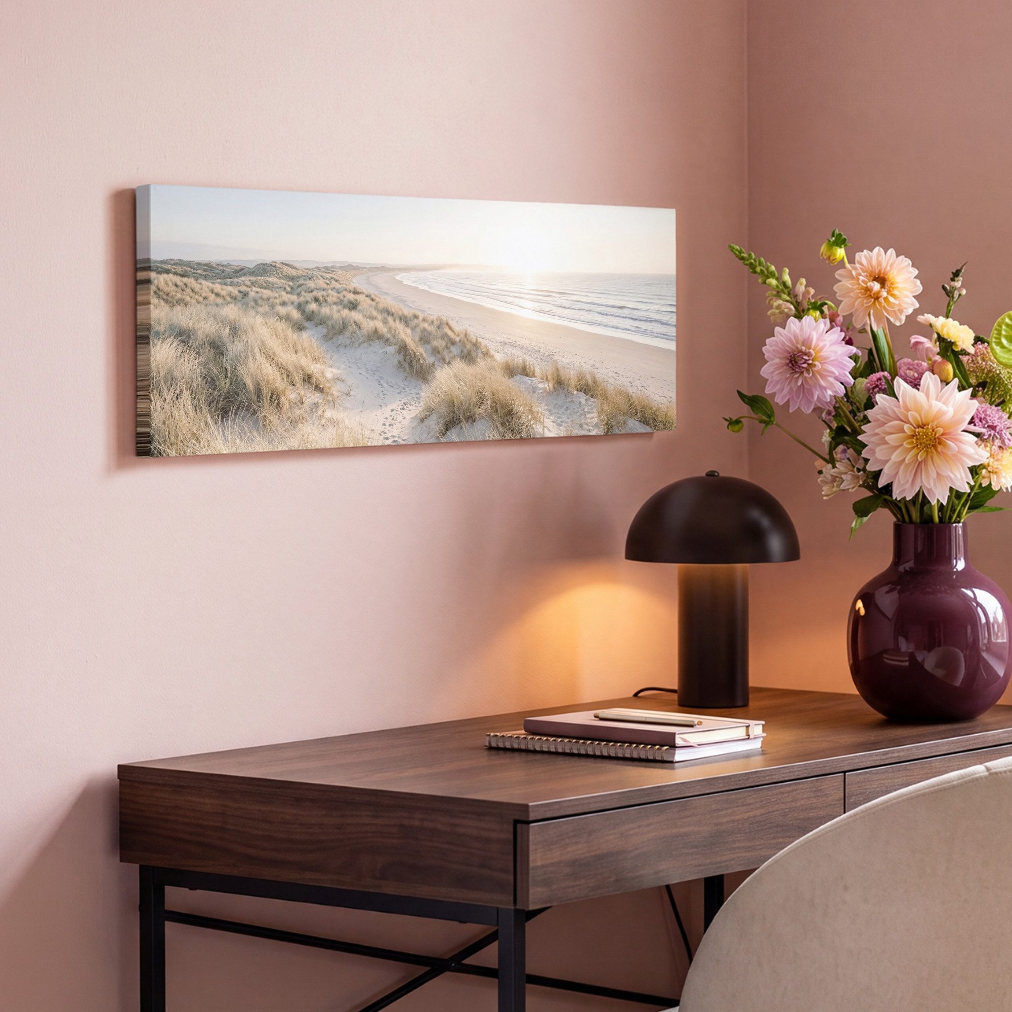 OneMillionCanvasses® Leinwandbild Panorama Dünen - Strand - Beige, Fotodruck (1 St), Wandbild, Deko Schlafzimmer Wohnzimmer Flur 60x20 cm – Bild 4 von 5