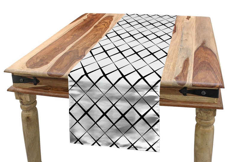 Abakuhaus Tischläufer »Esszimmer Küche Rechteckiger Dekorativer Tischläufer«, Schwarz und weiß Gitternetzlinien