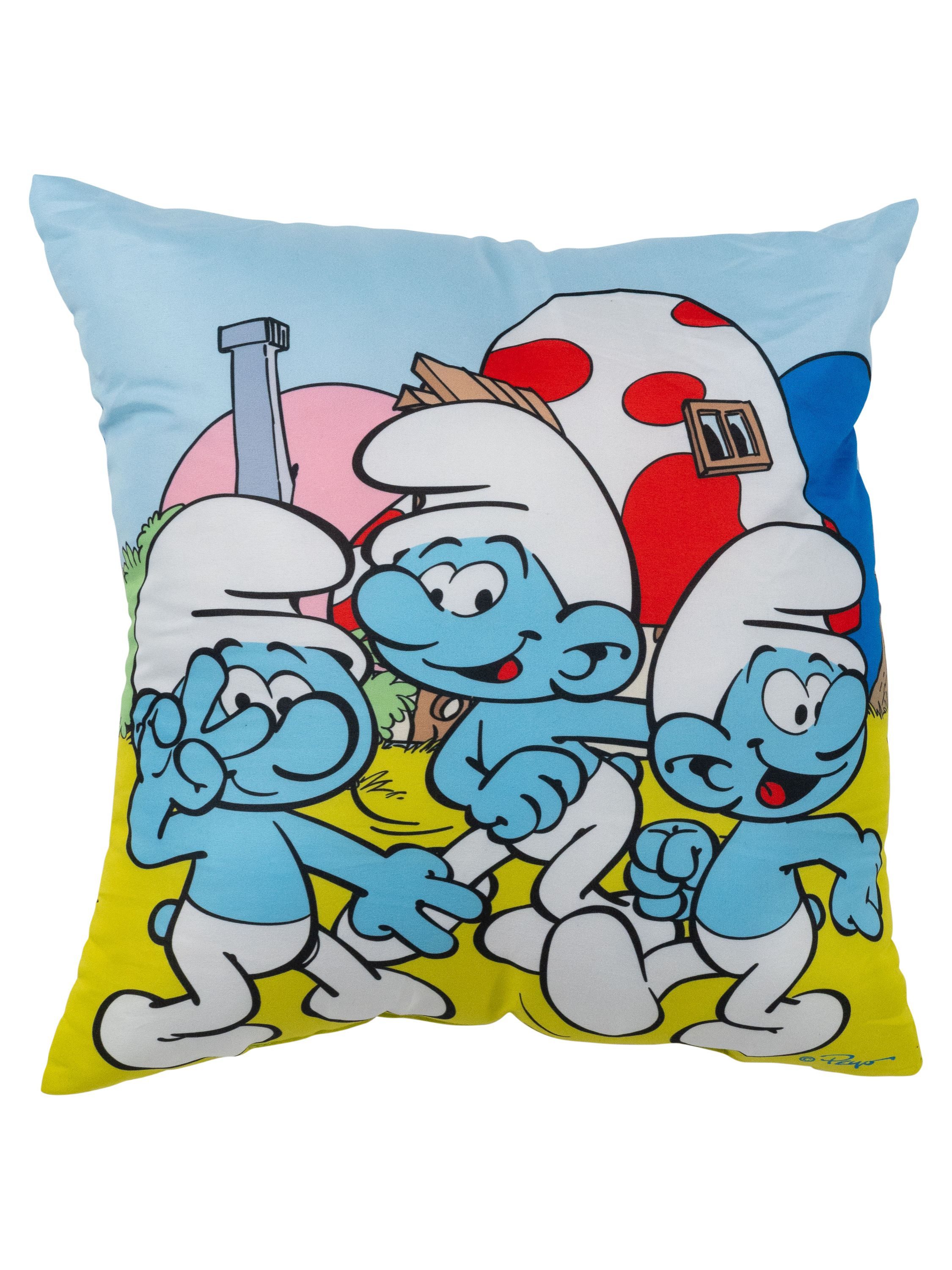 United Labels® Dekokissen Die Schlümpfe Kissen Plüsch Zierkissen Kopfkissen 40x40 cm