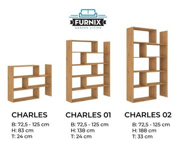 Furnix Raumteiler CHARLES Wandregal ausziehbar Bücherregal Auswahl, 3 Varianten in je 3 Farben