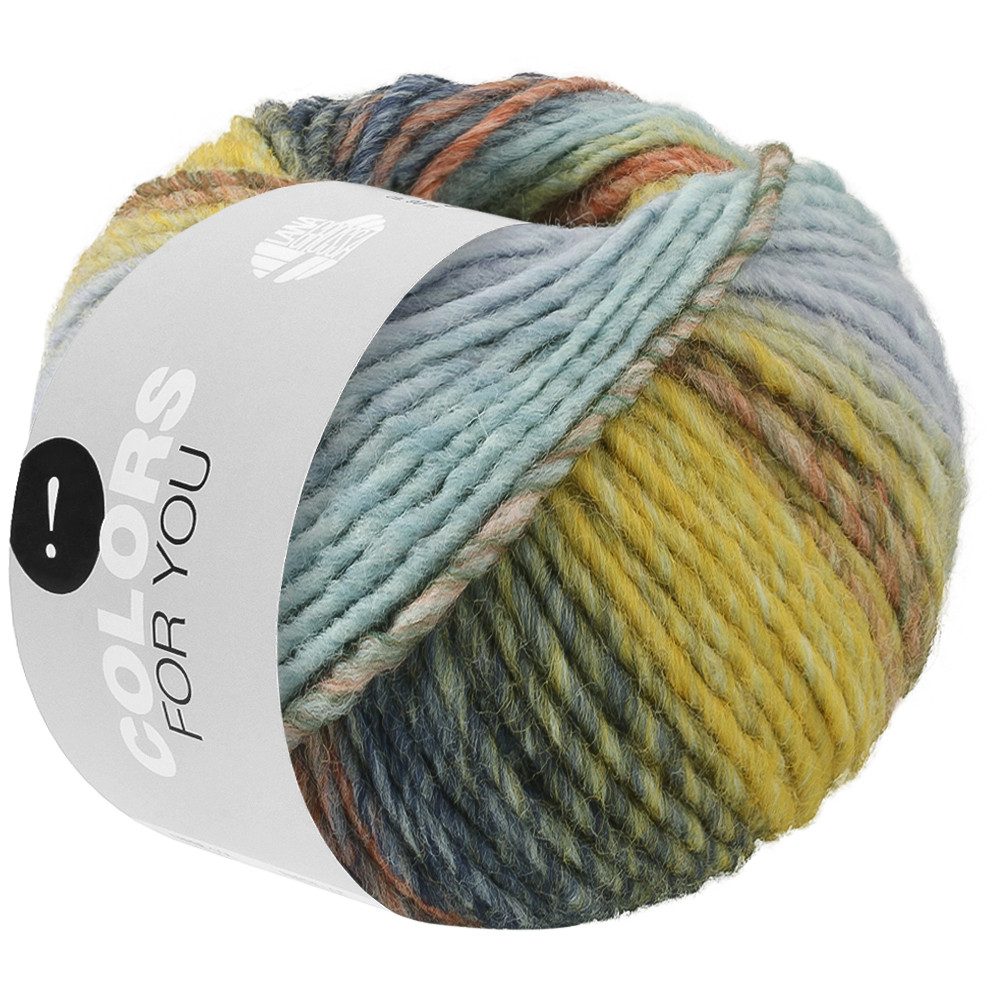LANA GROSSA COLORS FOR YOU Häkelwolle, 90 m (voluminöses Dochtgarn mit Farbverlauf), 50 g