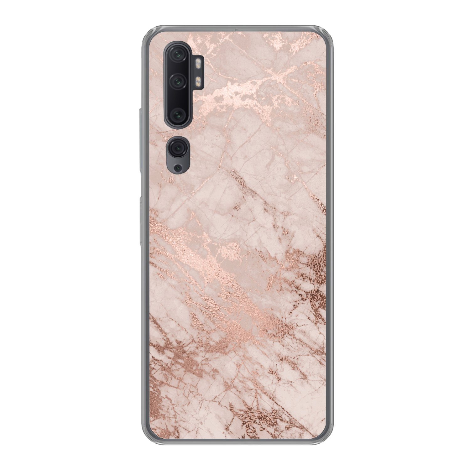 MuchoWow Handyhülle für Xiaomi Mi Note 10 Marmor - Rosa - Luxus - Marmoroptik - Glitzer -
