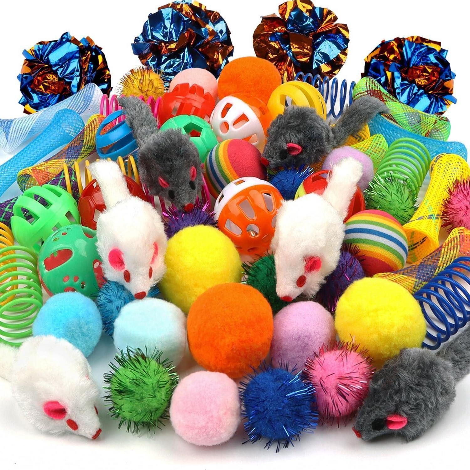 LuxusKollektion Tierball Katzenspielzeug Set 60 Stück Ball Maus Frühling, Textil, (60-tlg)