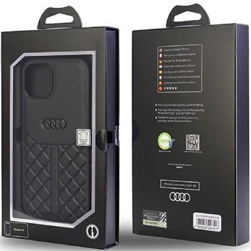 Audi Handyhülle Case iPhone 14 Serie Q8 schwarz Echtleder Logo 6,1 Zoll, Kantenschutz
