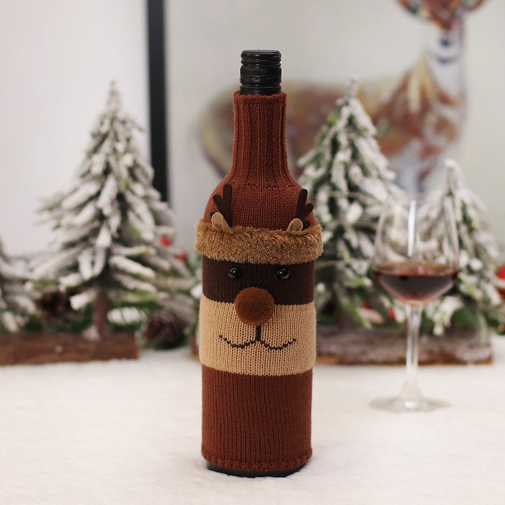 Pullover (3-St) Staubbeutel, 3 Wein HALWEI Stück Weihnachten Weinflaschenhalter Flasche