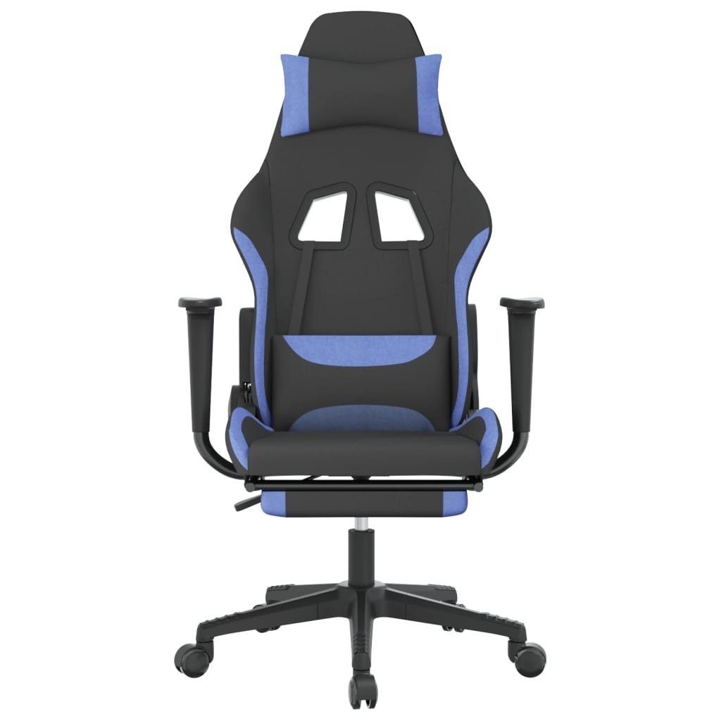 vidaXL Gaming-Stuhl Gaming-Stuhl mit Massage & Fußstütze Schwarz und Blau Stoff (1 St)