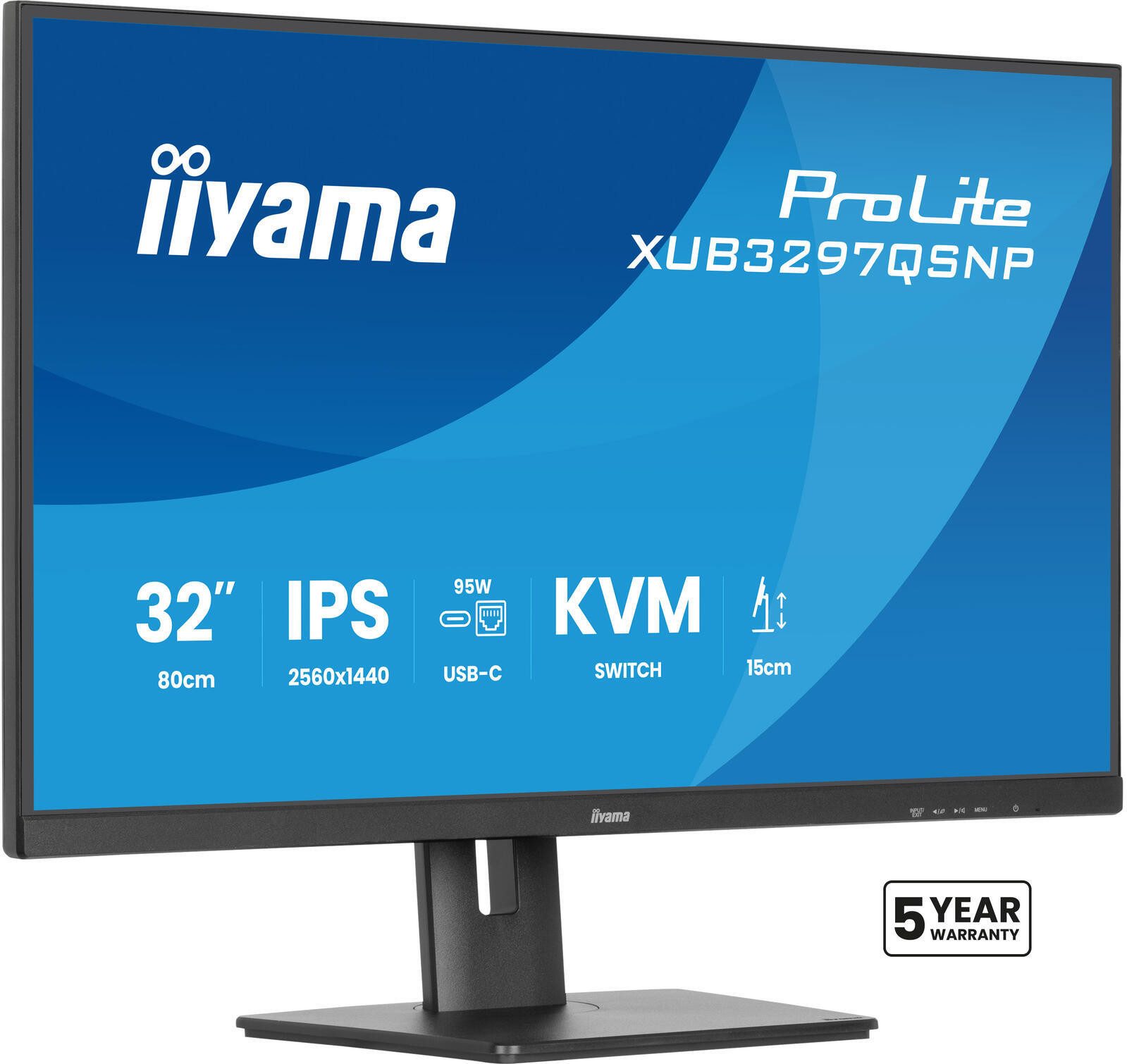 Iiyama Ein 32' (80 cm) Monitor mit QHD IPS-Panel-Technolo TFT-Monitor (2560 x 1440, 1 ms Reaktionszeit, 100 Hz, IPS Panel)