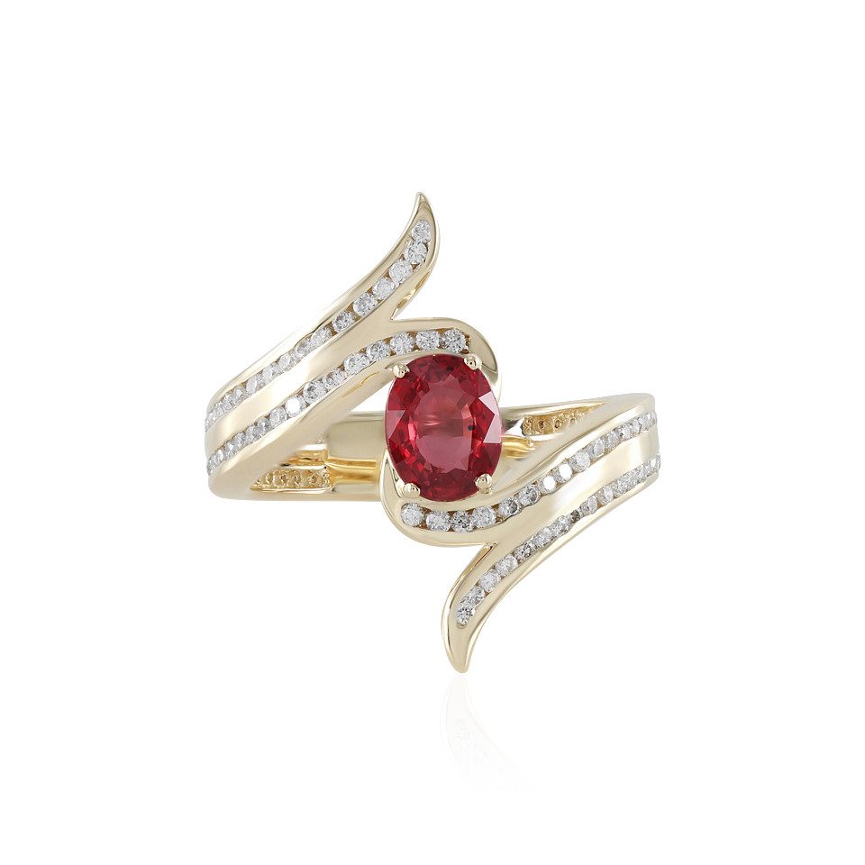 Diamantring Schicker tansanischer Rubin 14K Gold Ring, 1,57ctw