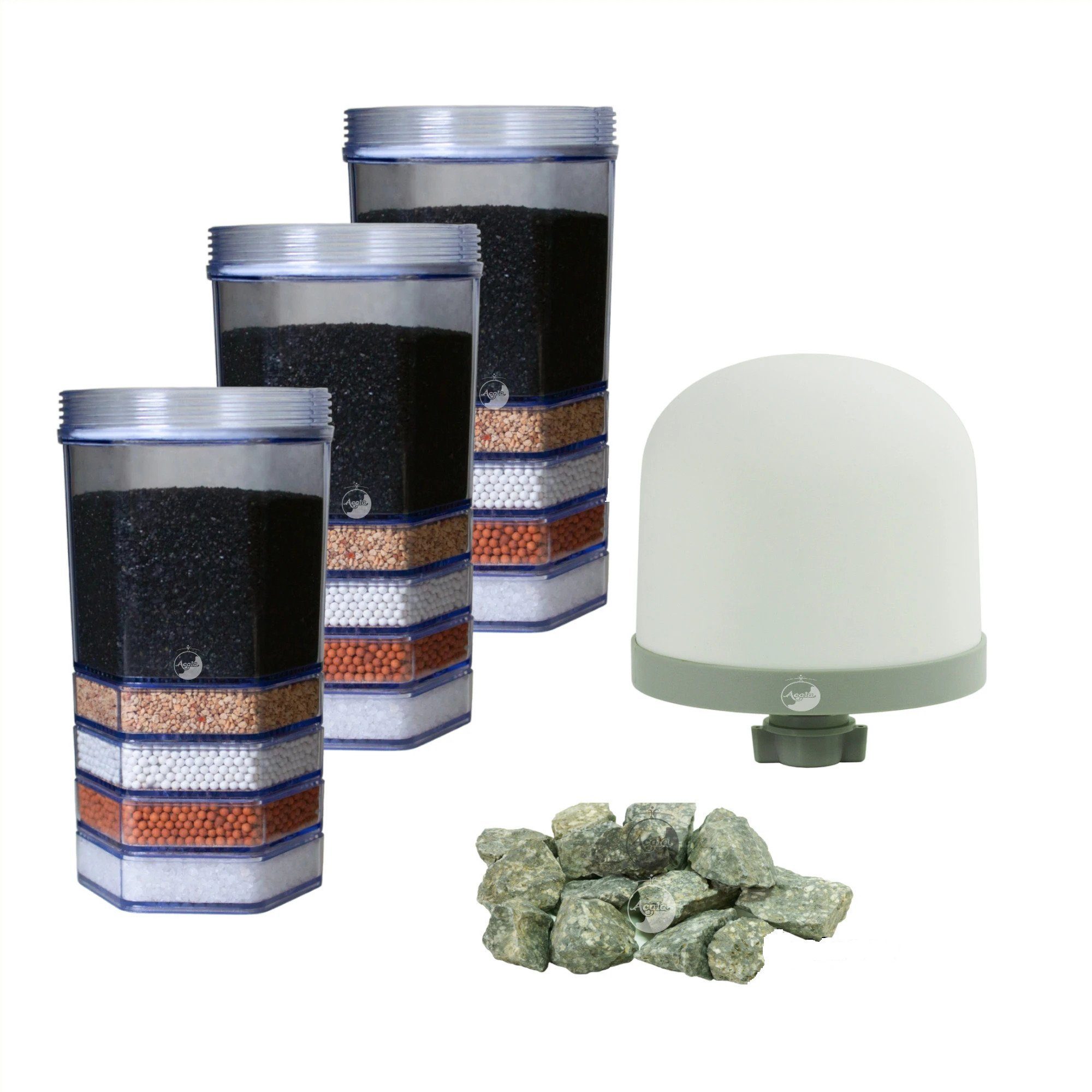 AcalaQuell Wasserfilter Jahrespaket Premium, Zubehör für AcalaQuell Stand-Wasserfilter Smart/Luna/Grande, optionale Mineralsteine