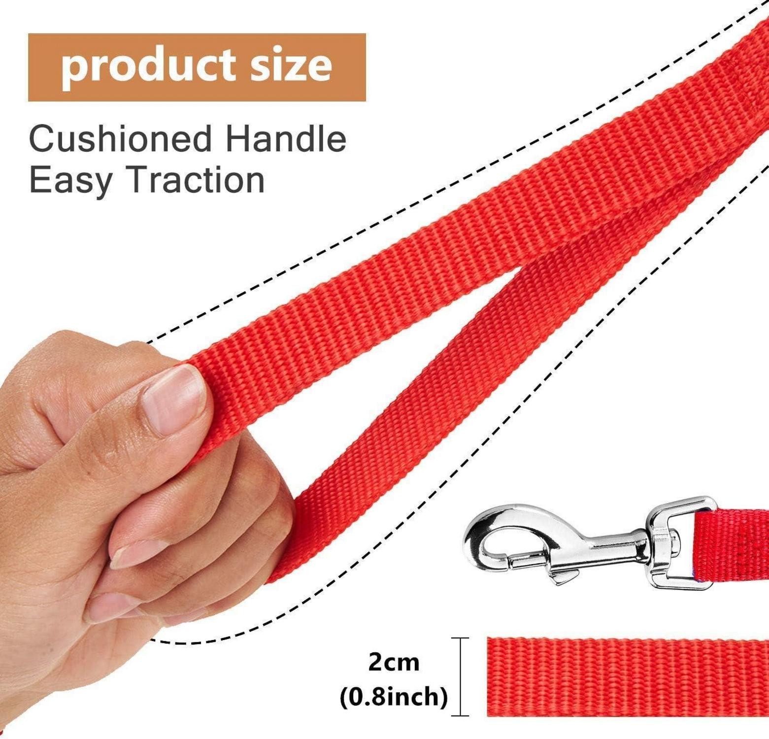 Hunde-Halsband Schleppleine für Hunde Nylon Trainingsleine D-Karabiner 3m Red