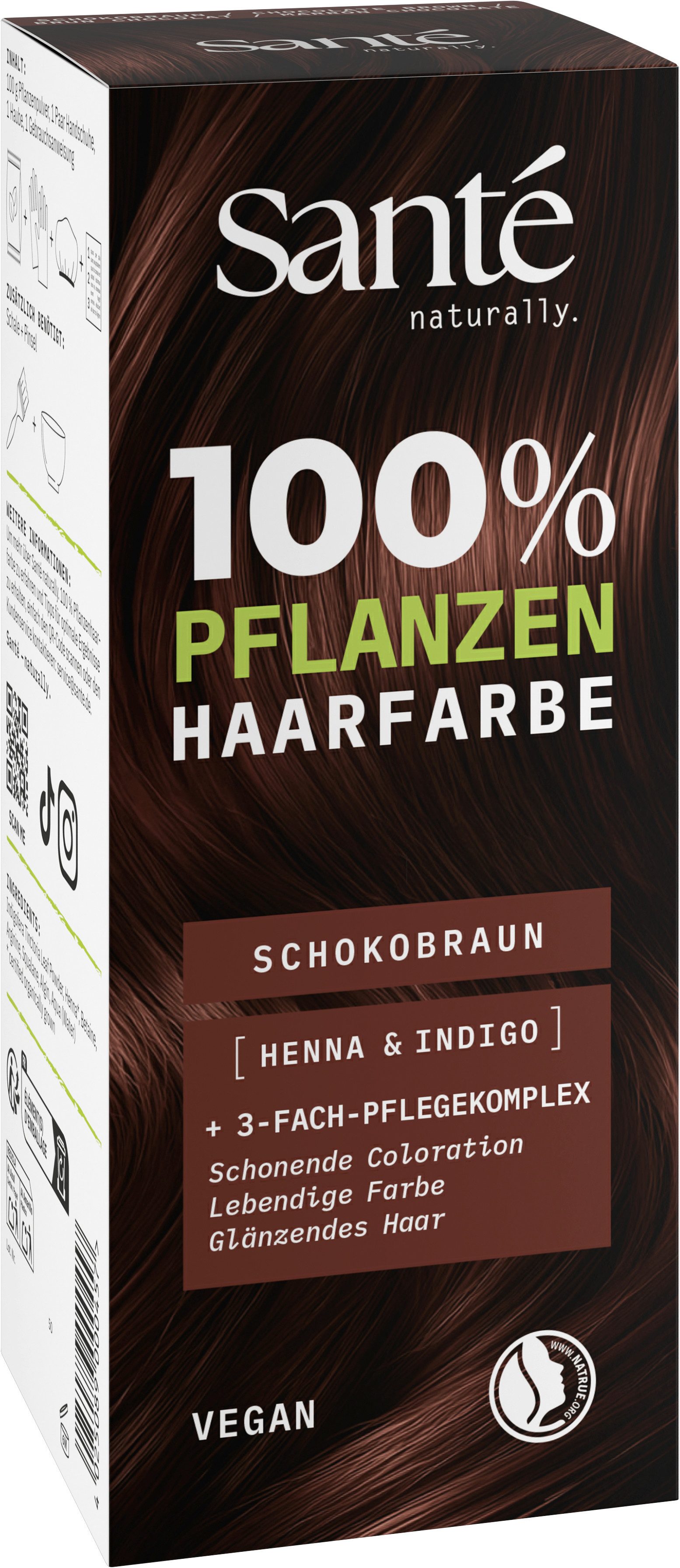 SANTE Coloration PFLANZENHAARFARBE, mit Pflanzenpigmenten, permanente Colorierung, vegan
