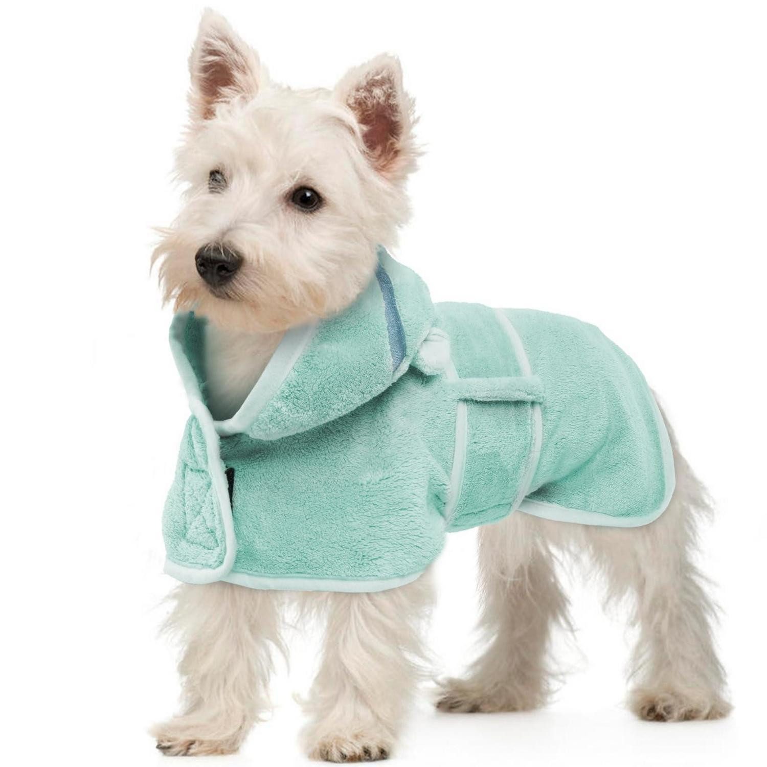 LuxusKollektion Hundebademantel Hundetrockenmantel XS Grün Mikrofaser